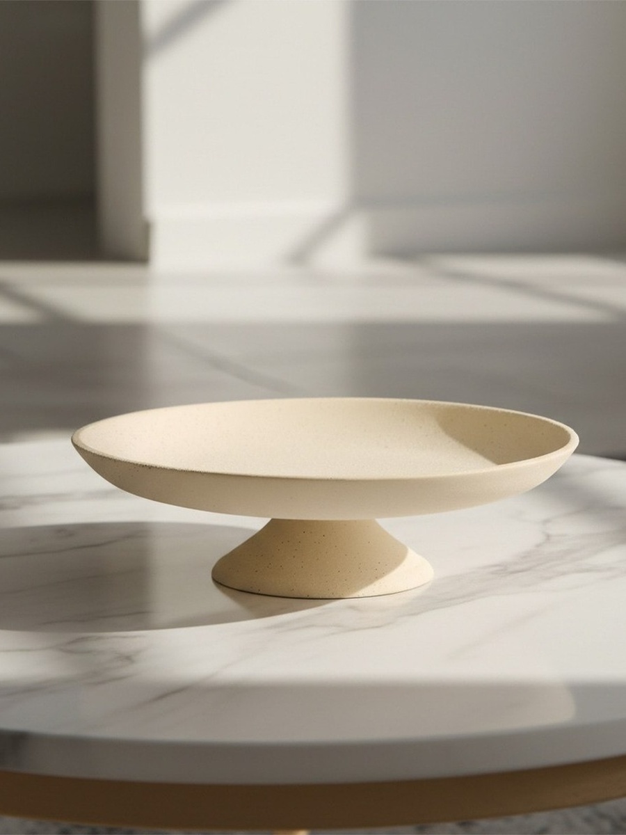 Umber Sansa Riwaq Ceramic Decorative Footed Bowl - 28.5x28.5x7.7 cm