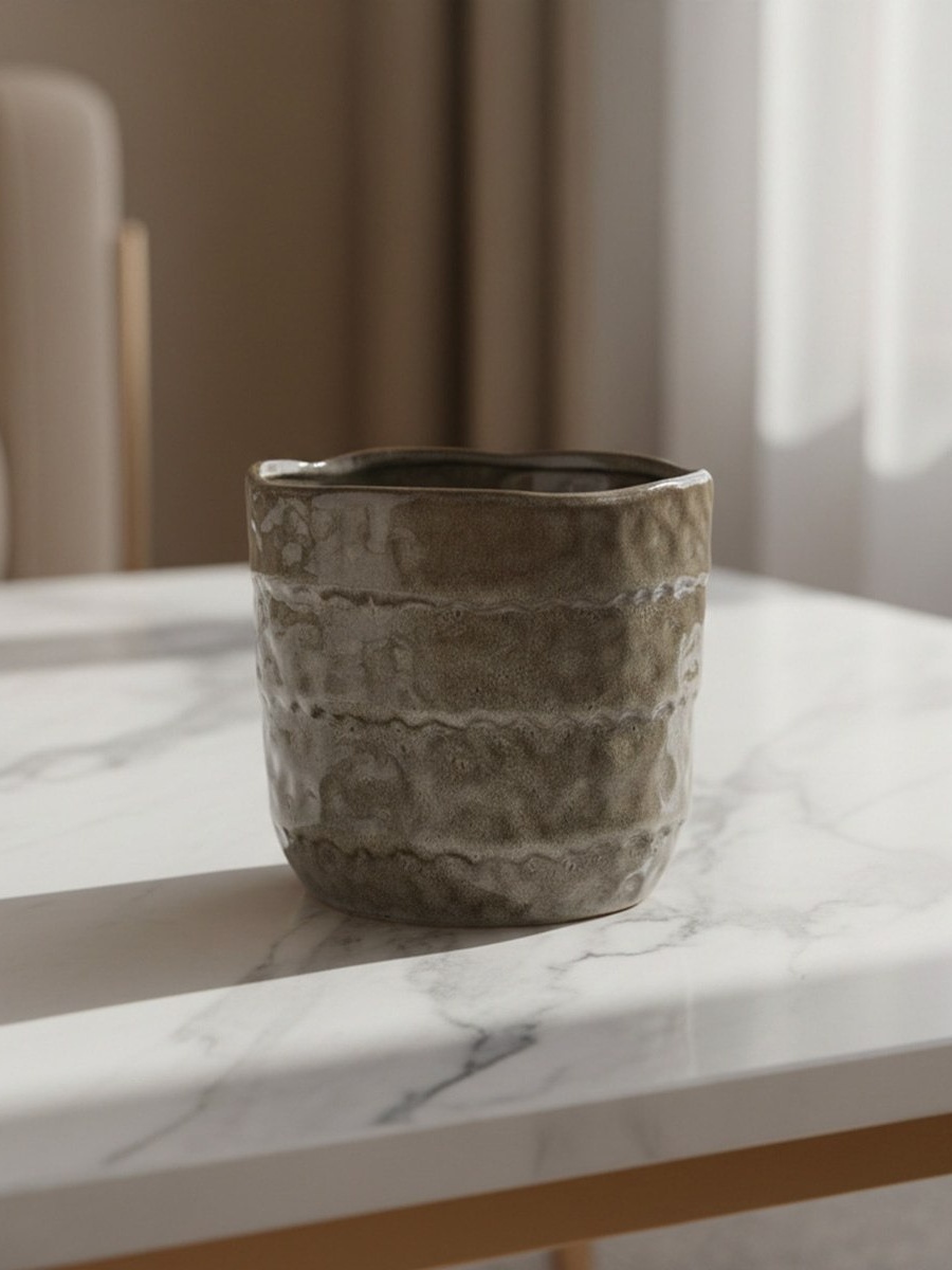 Umber Lavasa Renee Reactive Glaze Decorative Ceramic Vase - 17.3x17.3x15.5 cm