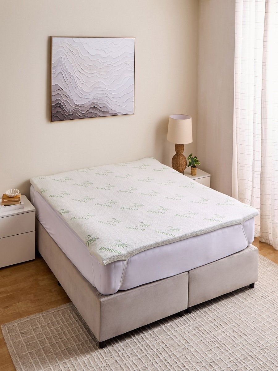 Bamboo Memory Foam King Mattress Topper - 180x200+4 cm