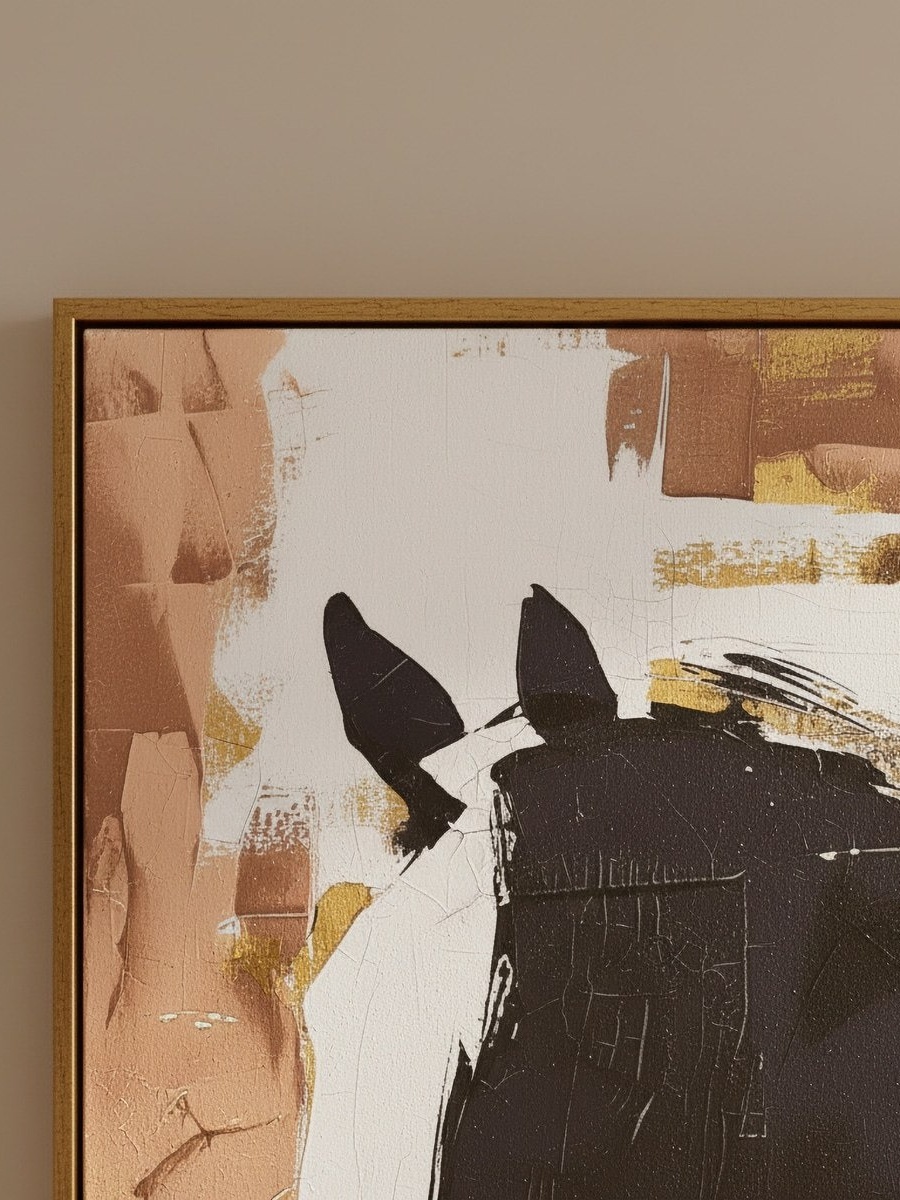 Cyprus Carl Horse Framed Picture with Foiled 3D Effect - 60x60x28 cm