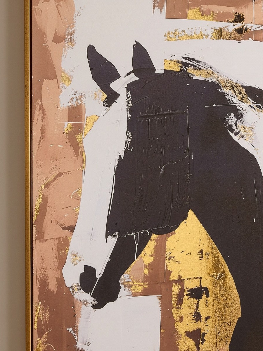 Cyprus Carl Horse Framed Picture with Foiled 3D Effect - 60x60x28 cm