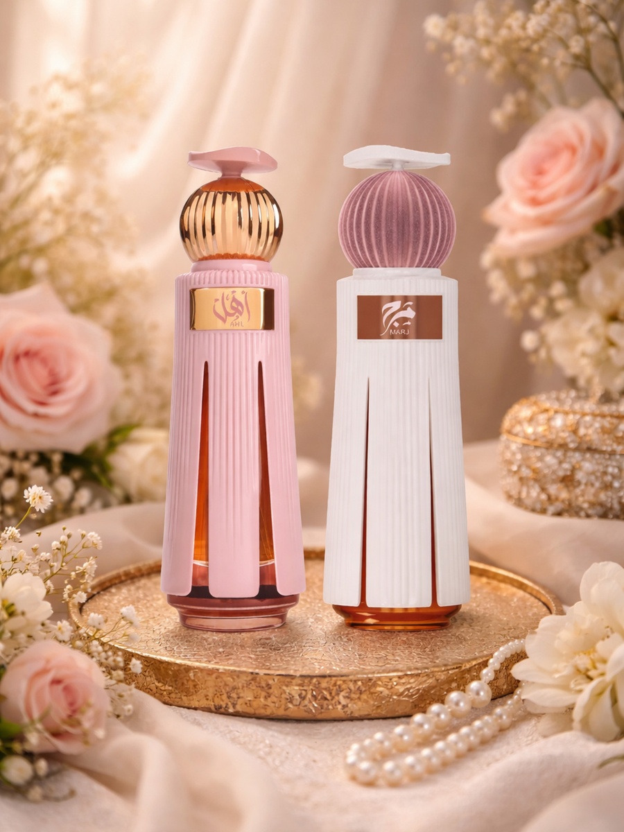 طقم عطور كومبو خاص للرجال والنساء من ماء عطر أهل سعة 60 مل مع ماء عطر مرج سعة 60 مل