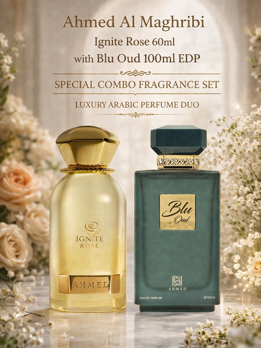 Ignite Rose 60ml and Blu Oud 100ml EDP Special Combo Fragrance Perfume Set for Men and Women