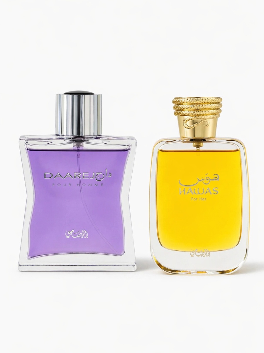 مجموعة عطور حواس للنساء ماء عطر ودارج للرجال ماء عطر، 100 مل