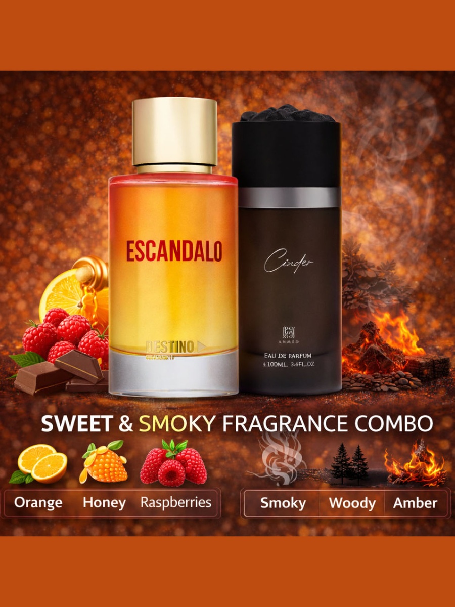 طقم هدايا عطور كومبو من ماء عطر سيندر مع ديستينو أور فيرشن إسكاندالو سعة 100 مل، 2 × 100 مل