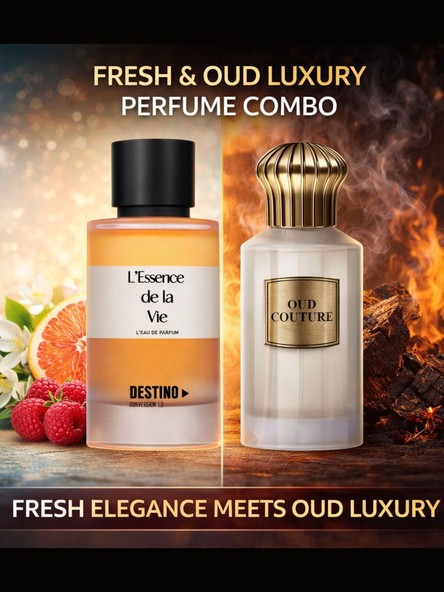 طقم عطور كومبو من ماء عطر عود كوتور مع ديستينو أور فيرشن إسينس دي لا في، 2 × 100 مل