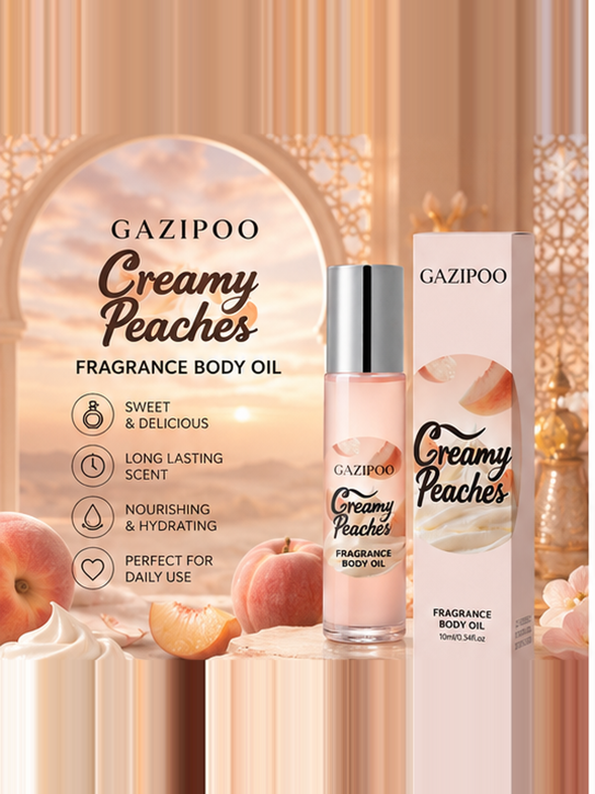Gazipoo Creamy Peaches Fragrance Body Oil 10ml