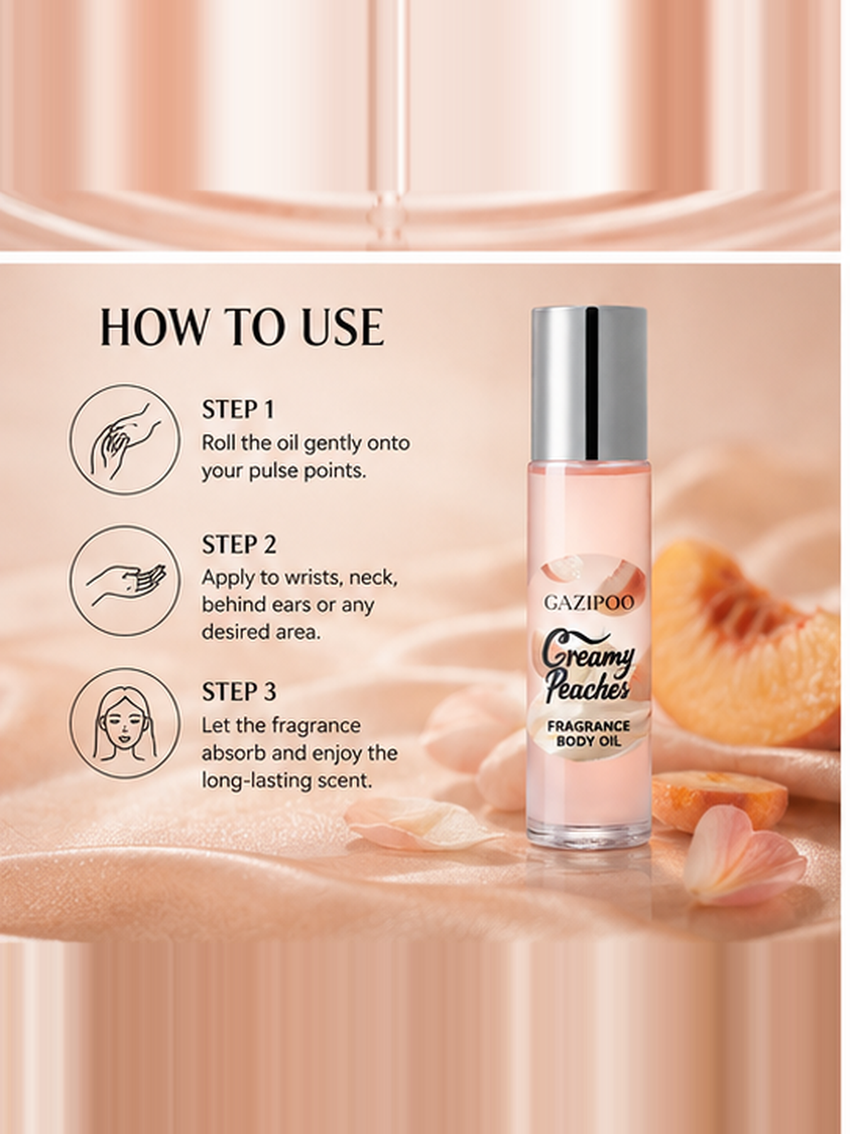Gazipoo Creamy Peaches Fragrance Body Oil 10ml