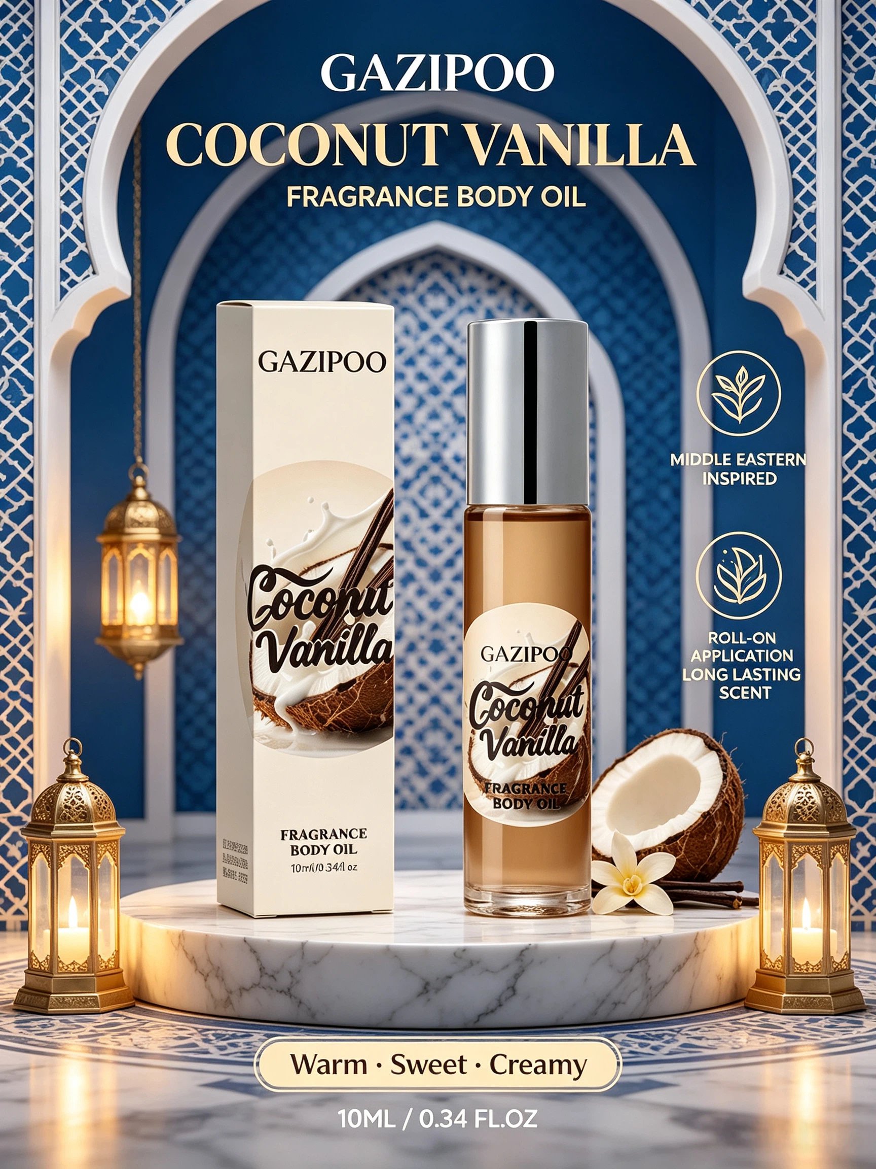 زيت معطر للجسم غازيبو برائحة جوز الهند والفانيليا 10 مل