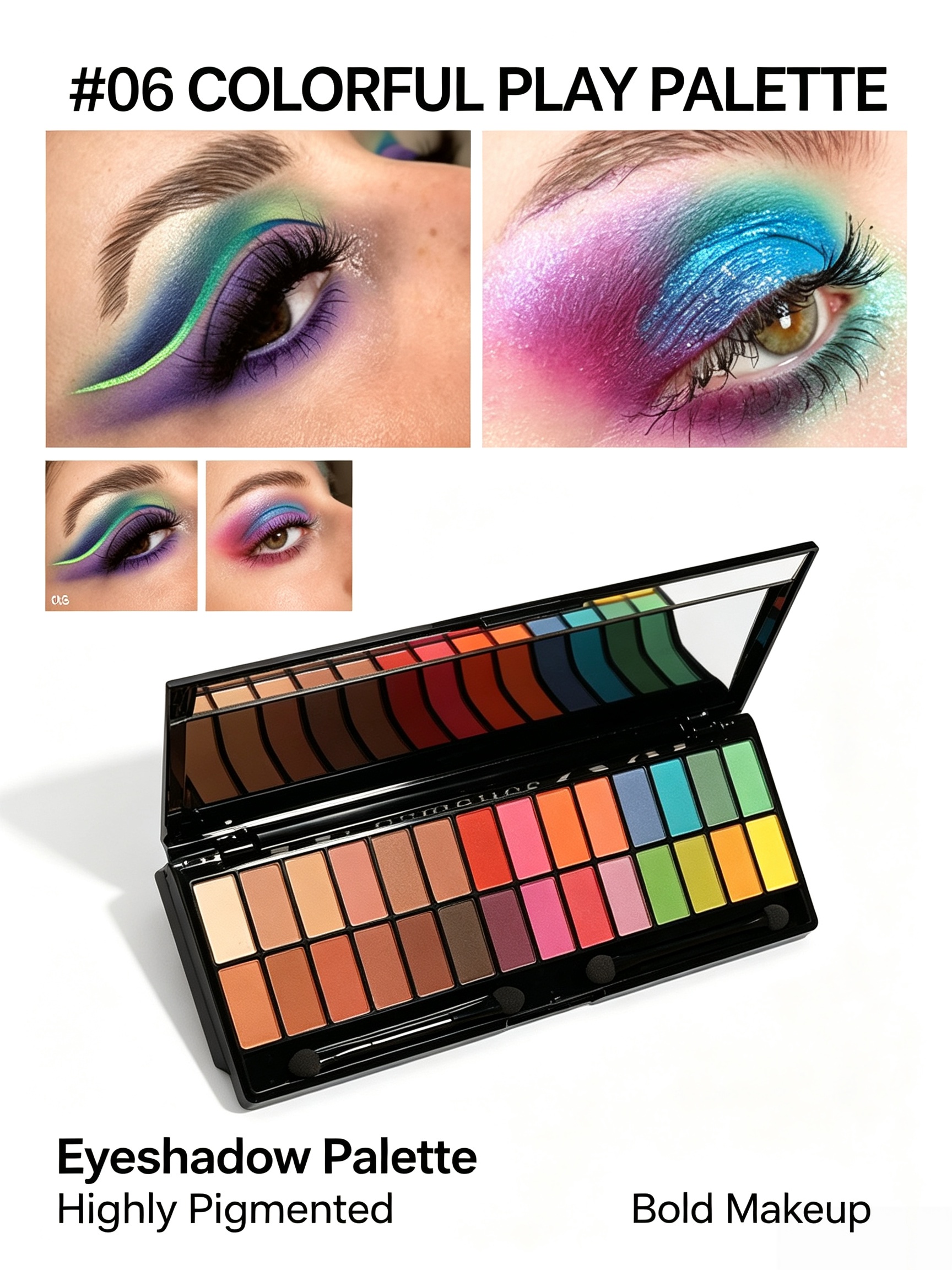 Vibrant 28-Color Highly Pigmented Eyeshadow Palette #06