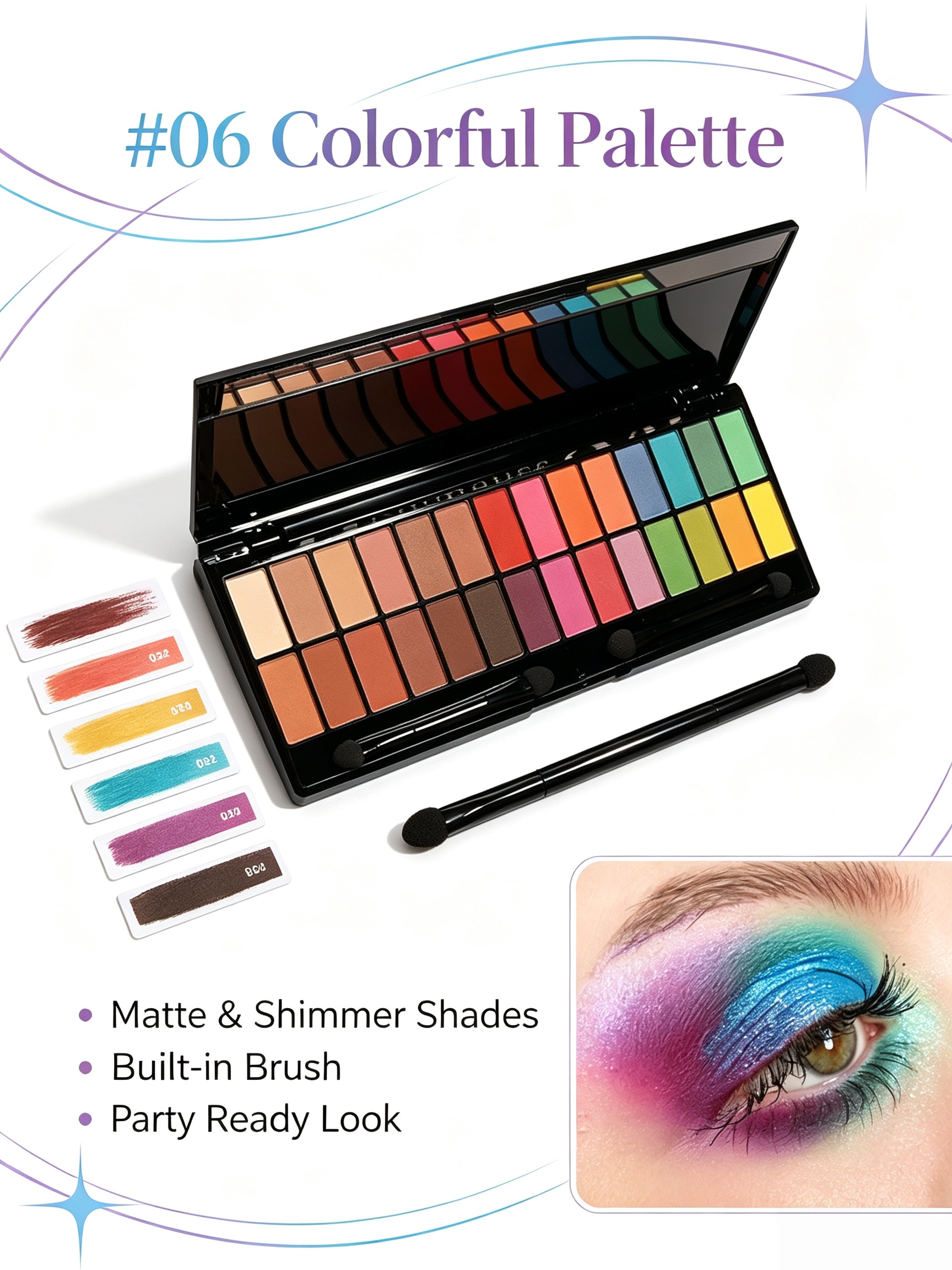 Vibrant 28-Color Highly Pigmented Eyeshadow Palette #06