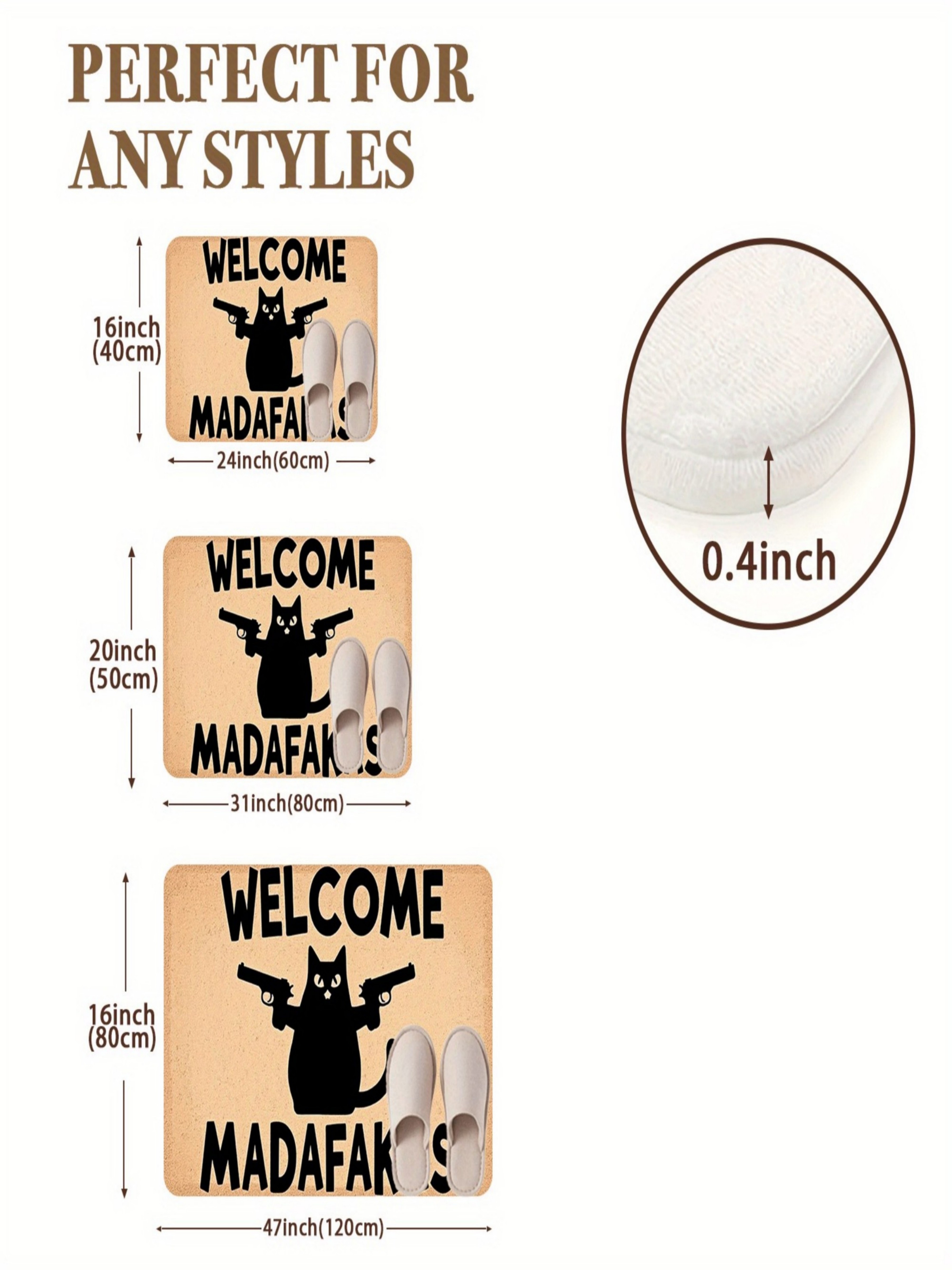 Welcome Cat and Gun Motif Door Mat