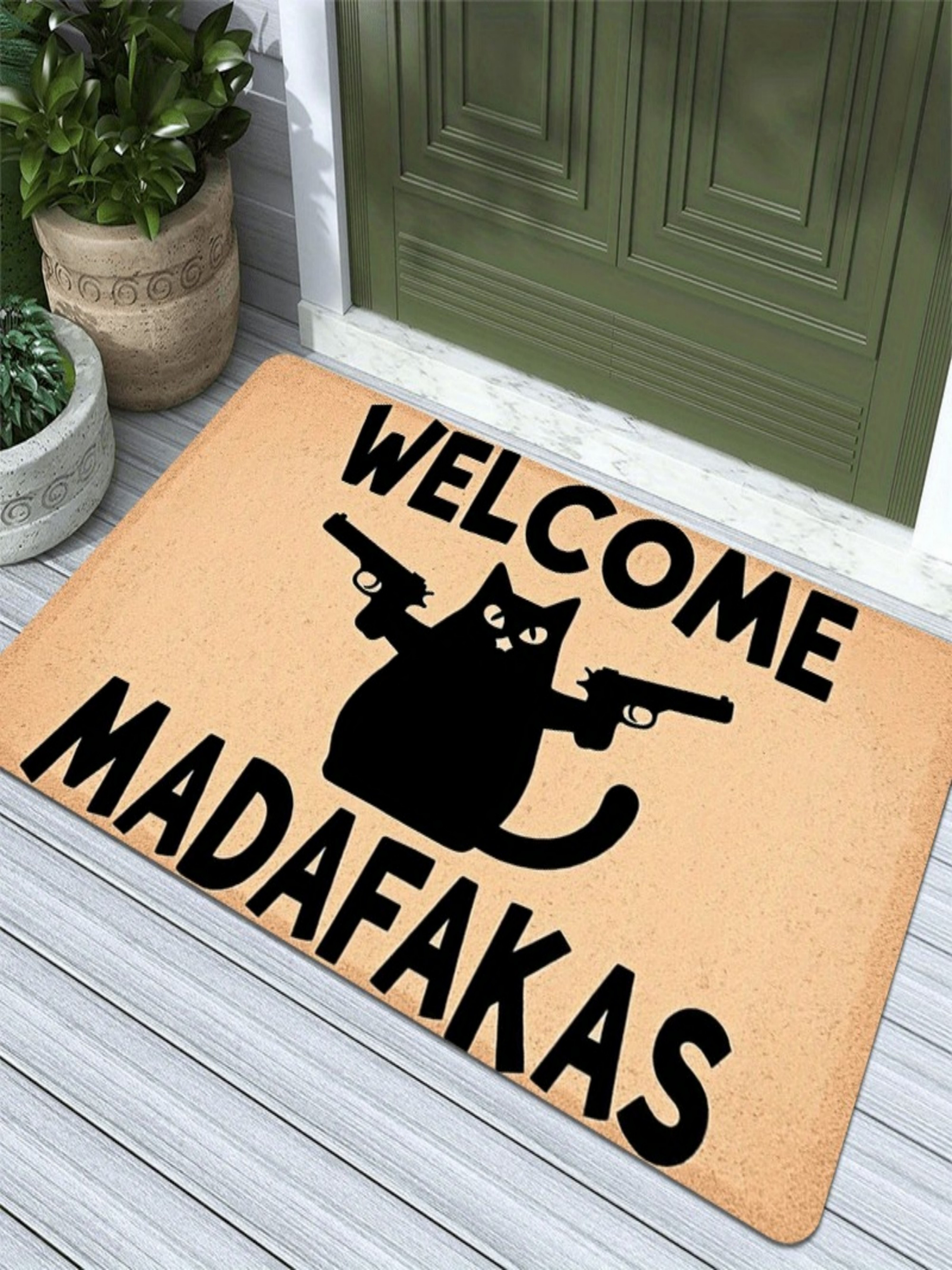 Welcome Motif Durable Door Mat