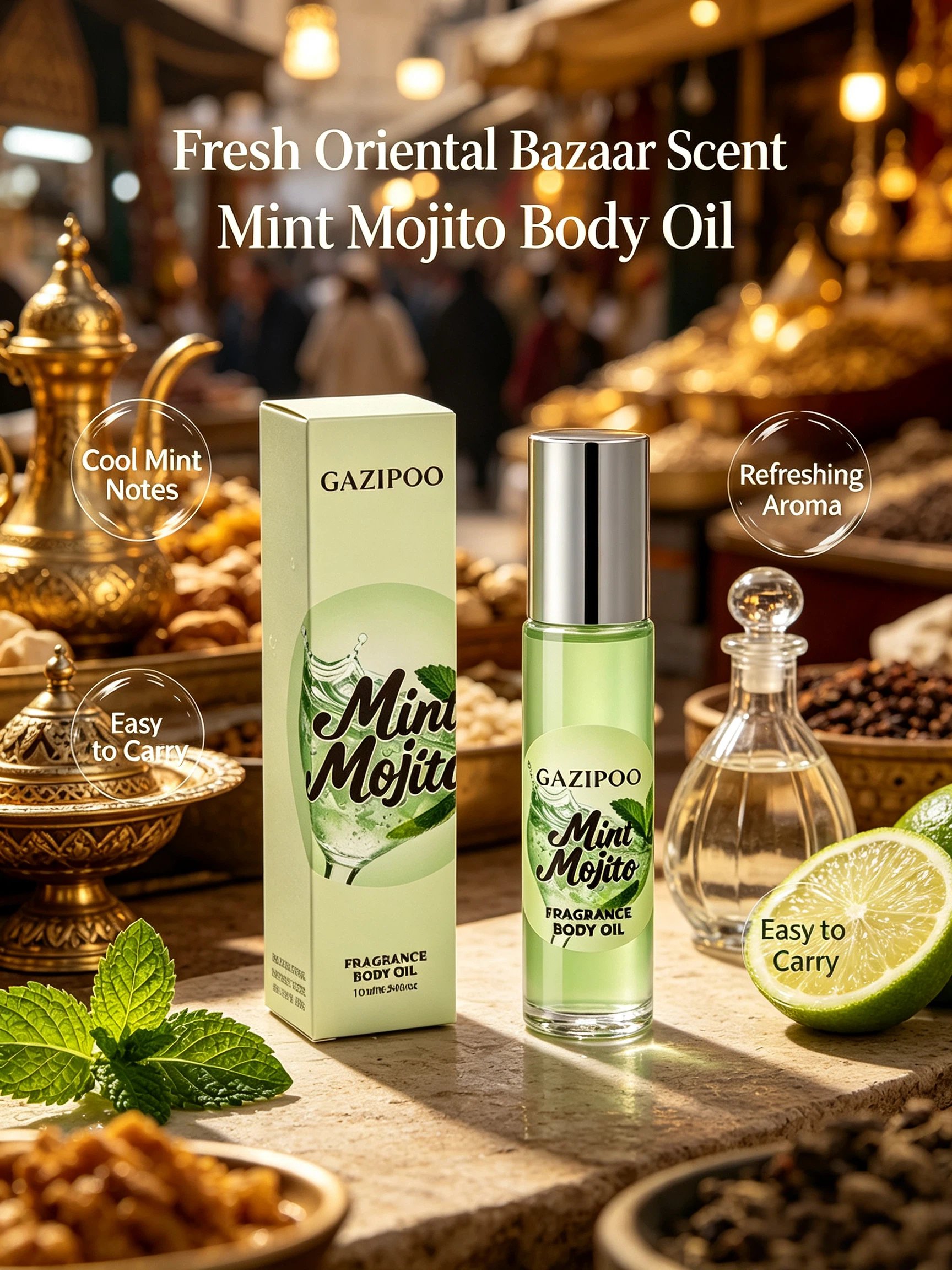 زيت معطر للجسم غازيبو برائحة موهيتو النعناع المنعشة 10 مل