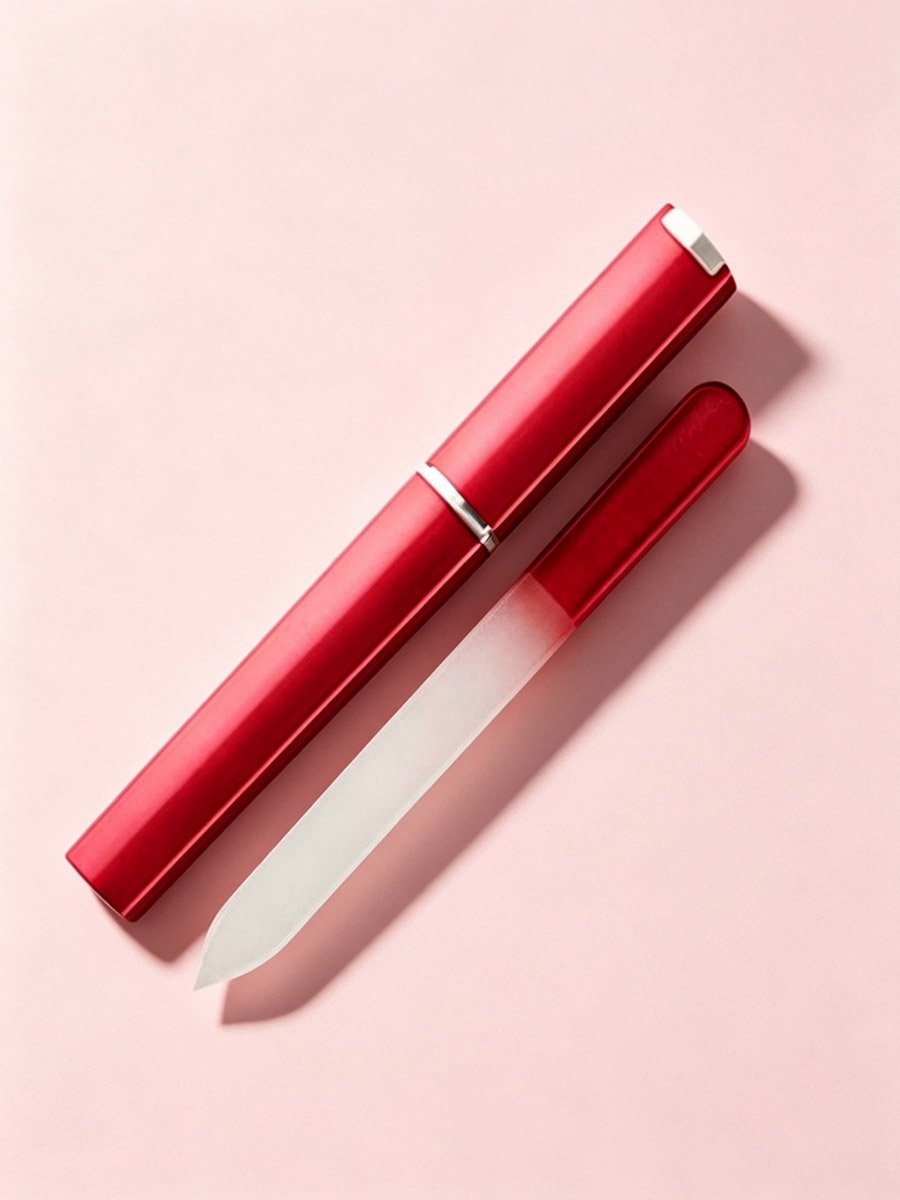 Red Crystal Glass Nail File, 5.9 Inch