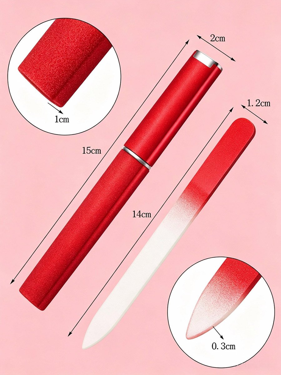 Red Crystal Glass Nail File, 5.9 Inch