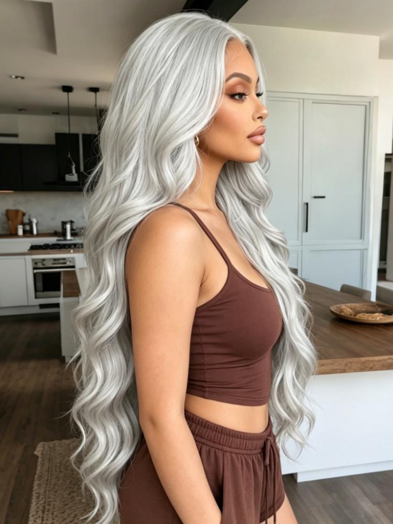 Grey Wavy Full Wig