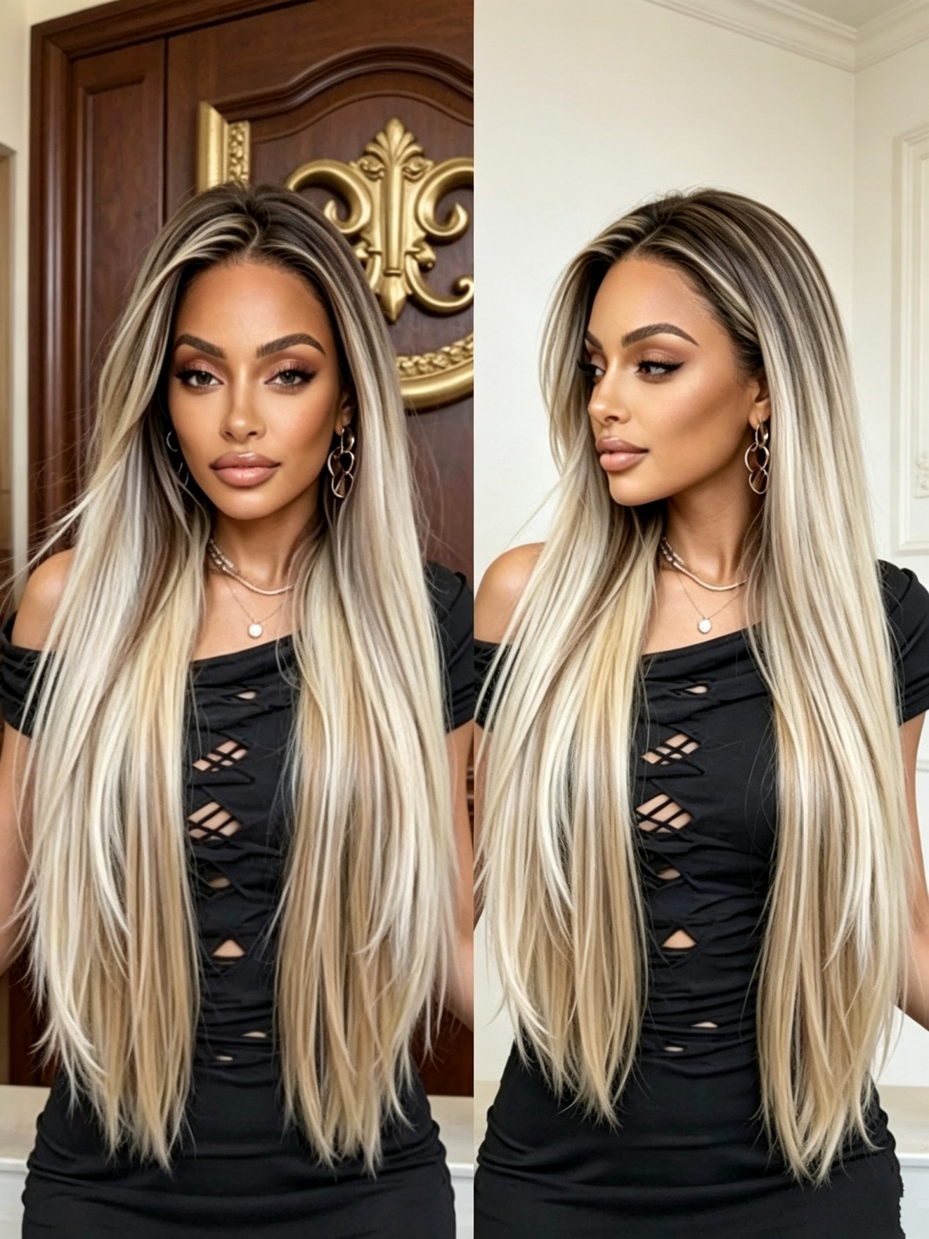 Multi Ombre Long Straight Wig