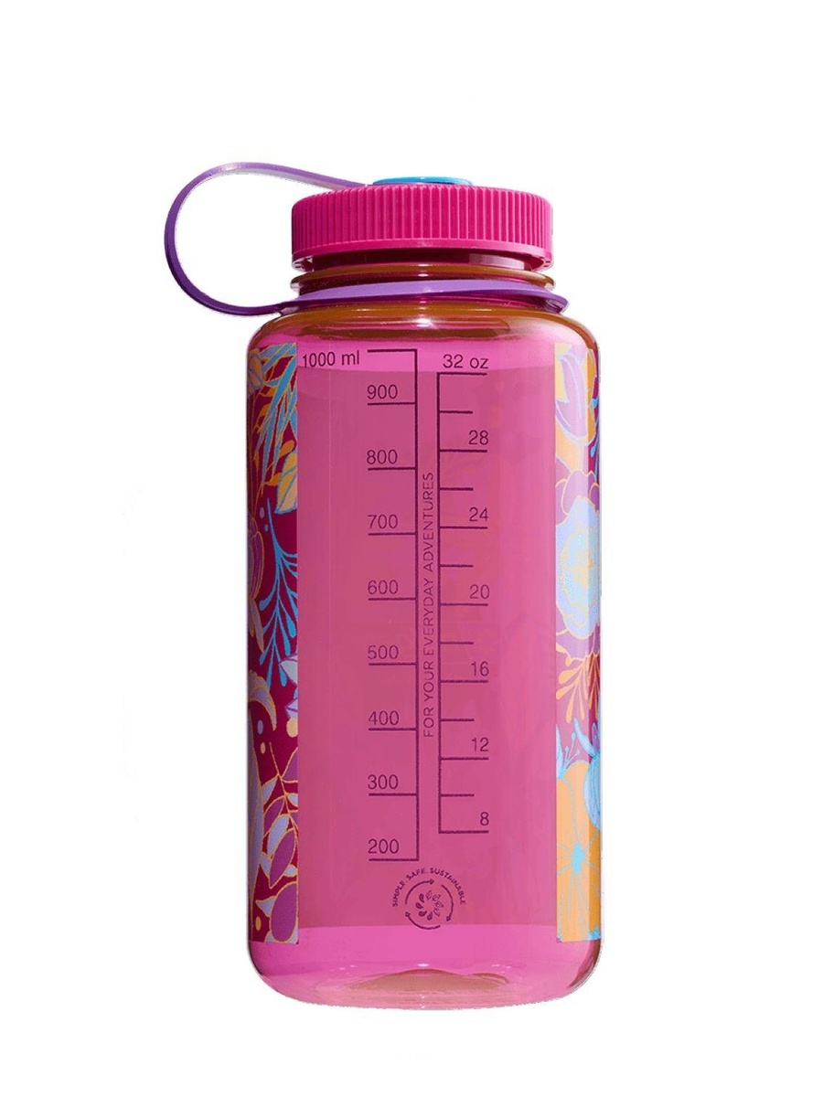 32Oz Wide Mouth Magenta Botanical Florals Water Bottle