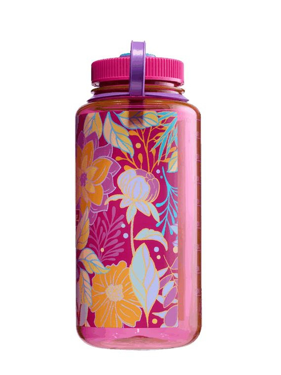 32Oz Wide Mouth Magenta Botanical Florals Water Bottle