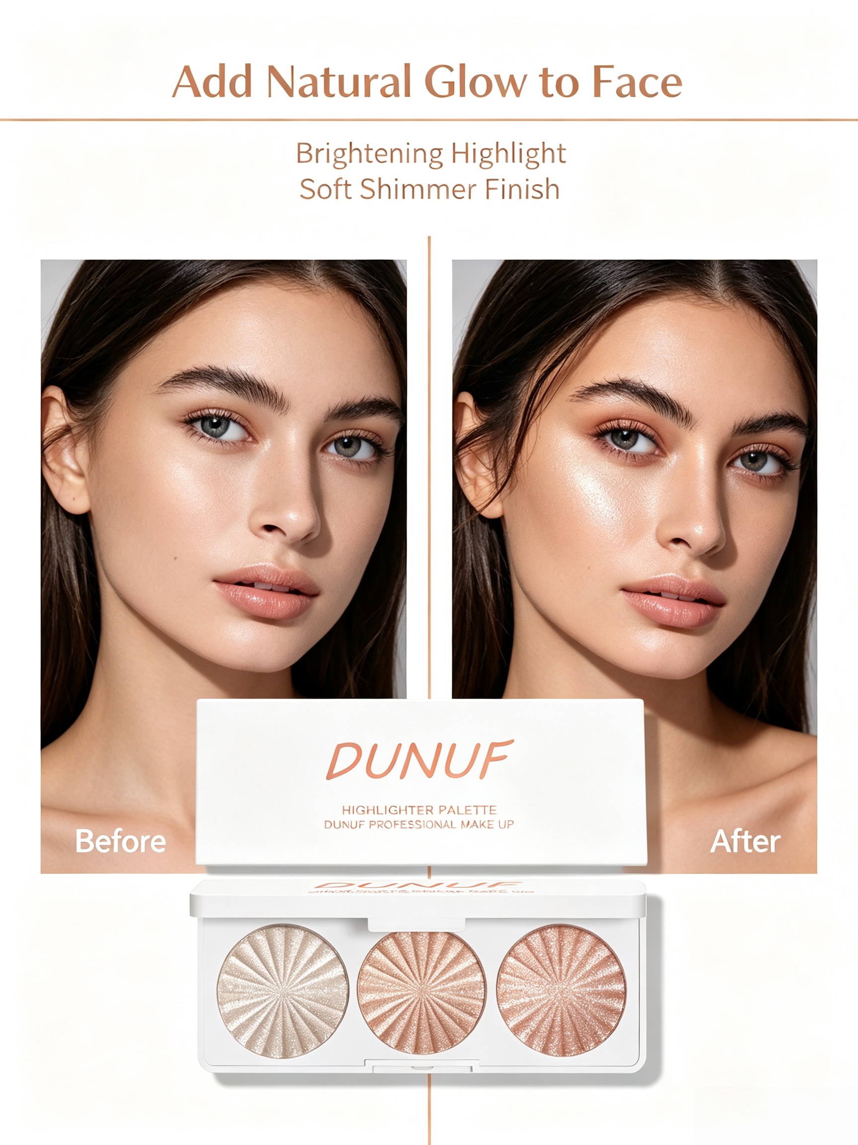 3-Color Shimmer Highlighter Palette 01 for Radiant Face Glow