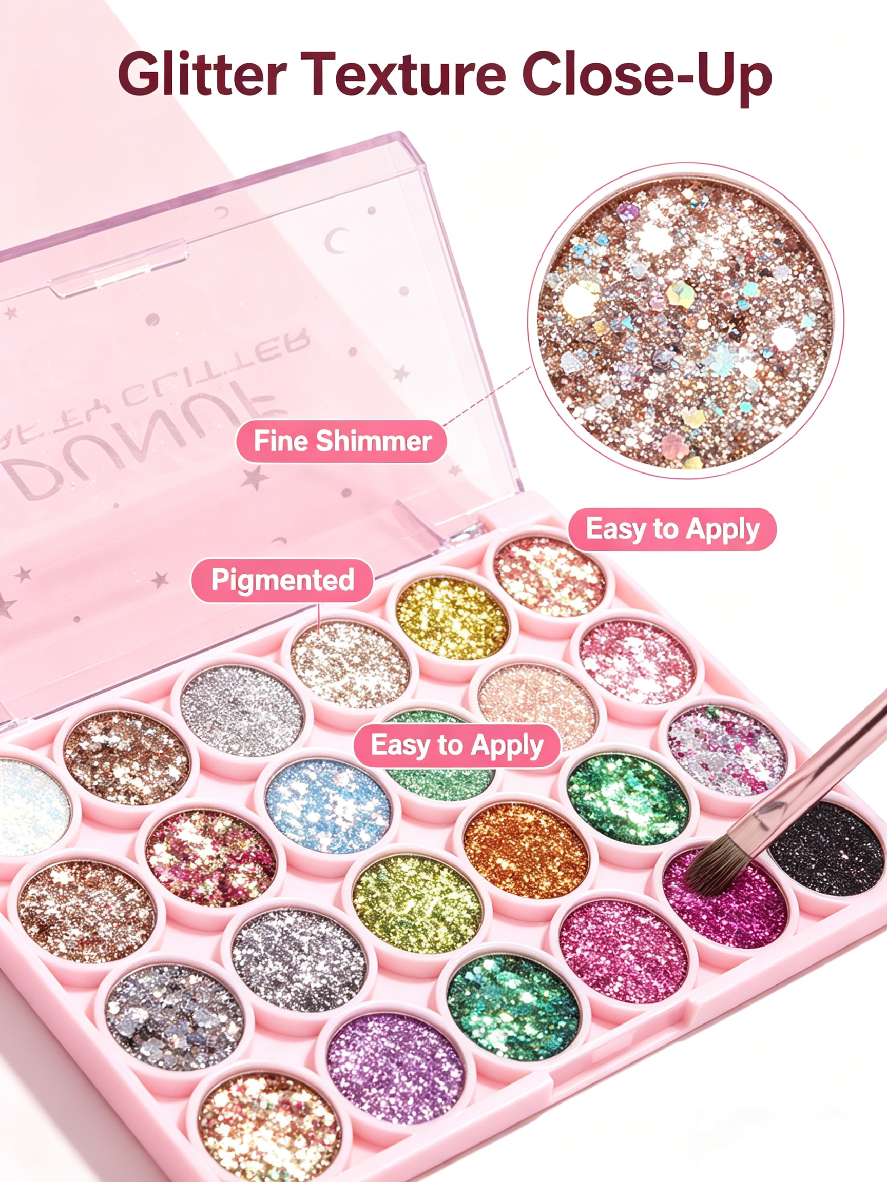 30-Color Glitter Eyeshadow Palette - High Shimmer Multi-Purpose Eye Makeup Kit