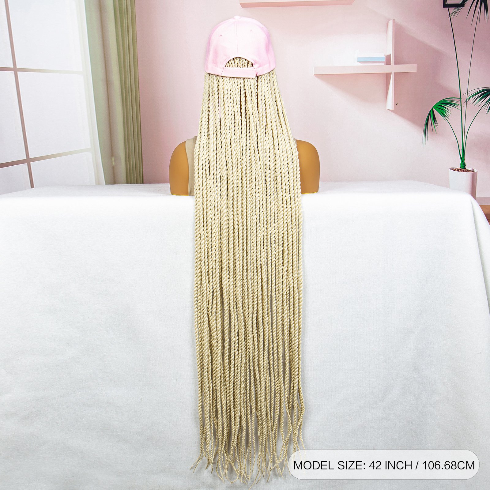 Golden Braided Wig Baseball Cap - 42 Inch Extra Long Hair