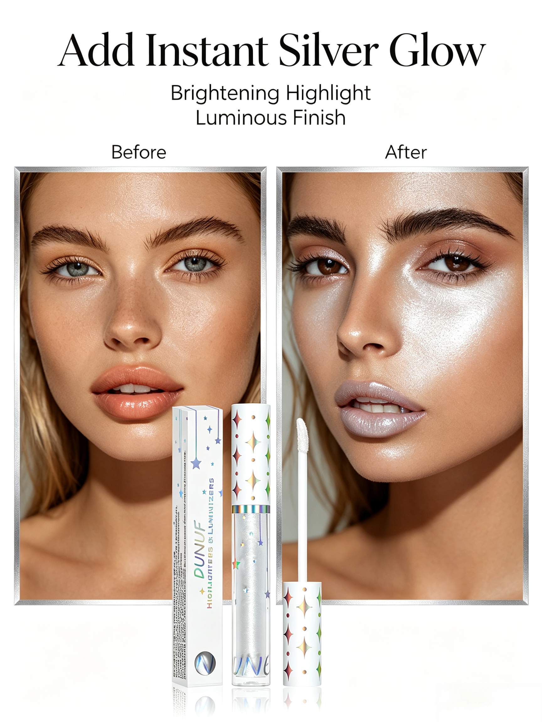 Silver Liquid Highlighter Sheer and Satin Finish