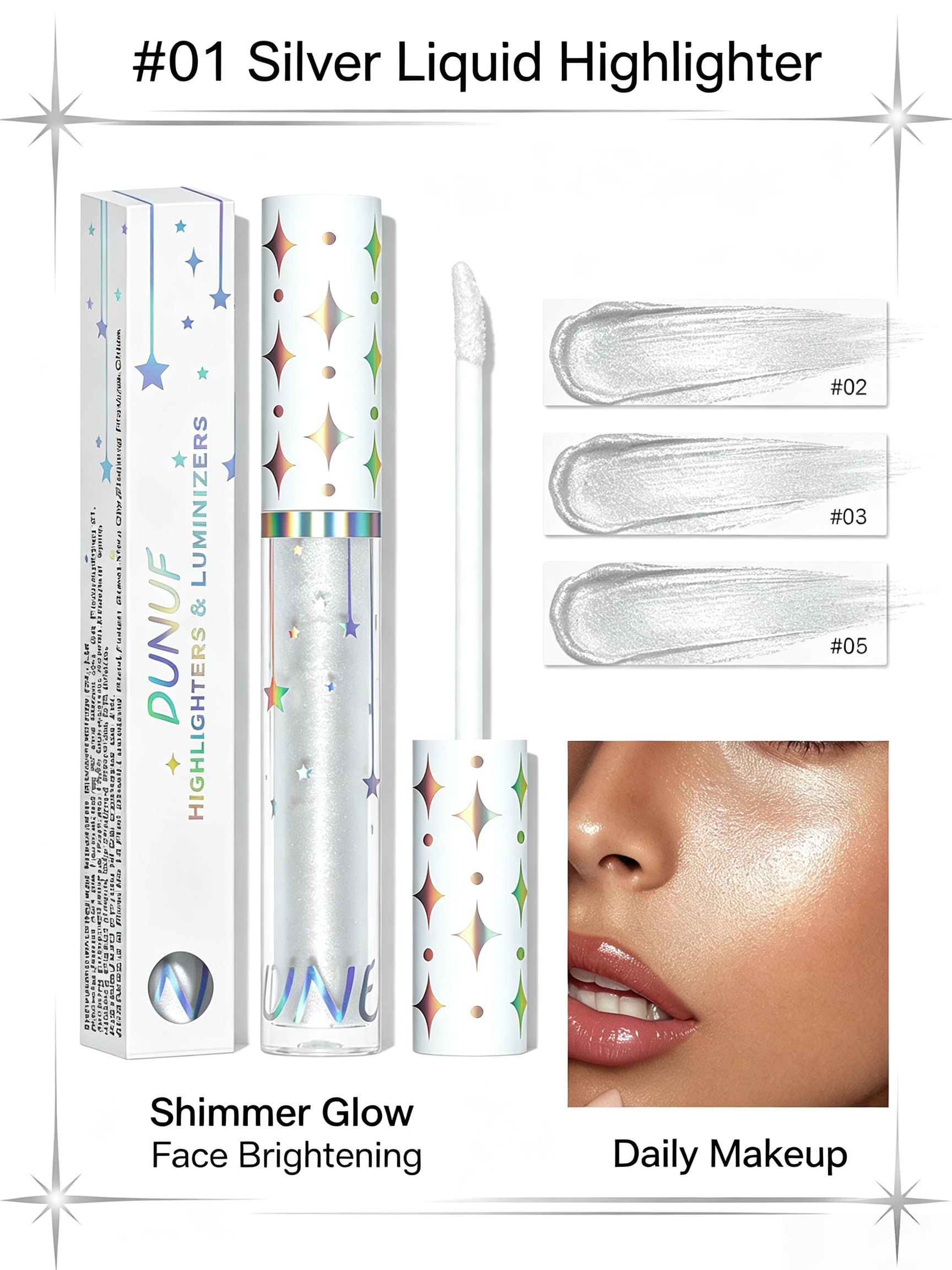 Silver Liquid Highlighter Sheer and Satin Finish