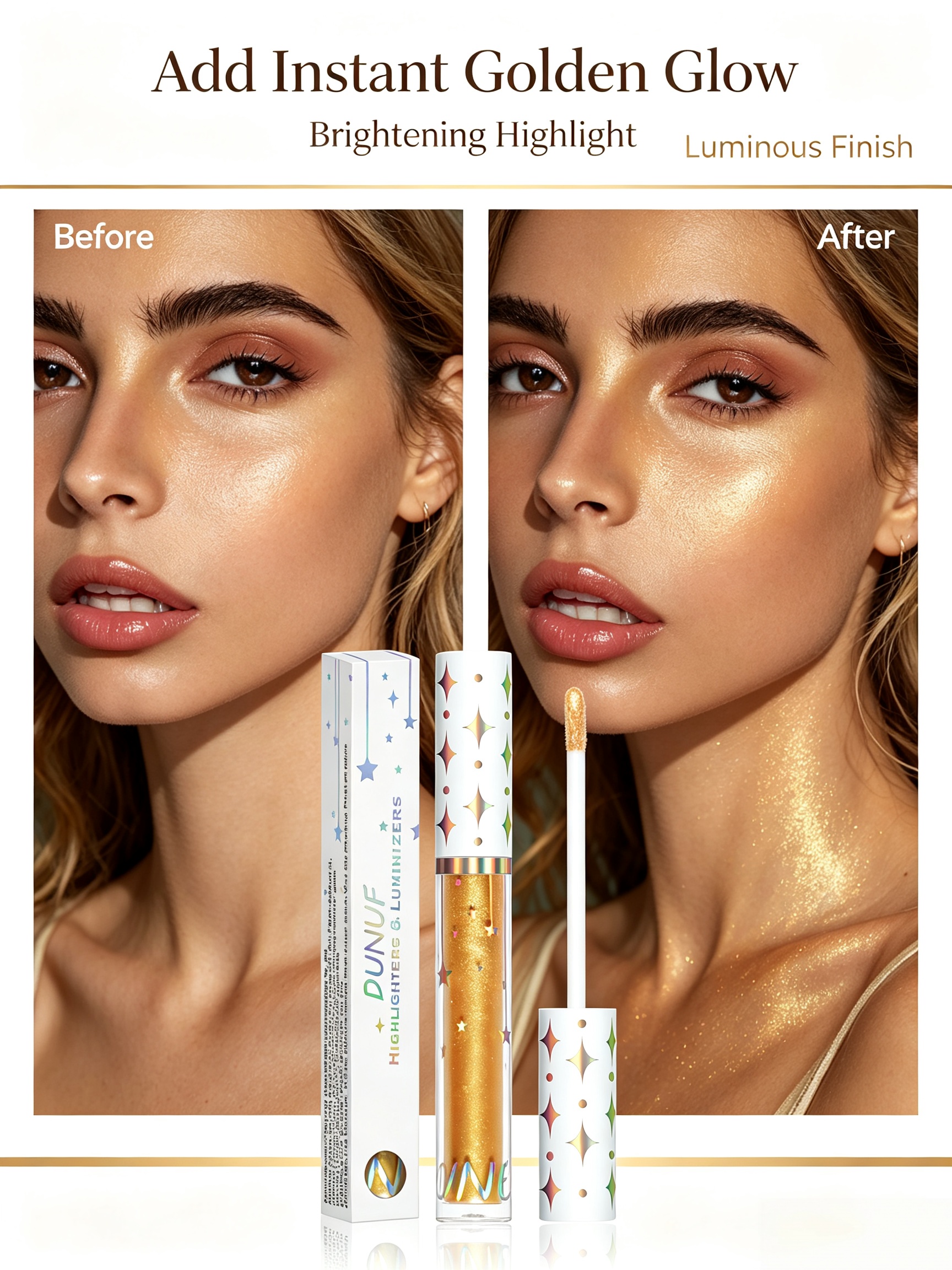 Gold Liquid Highlighter - Sheer Satin Glow for Face and Body