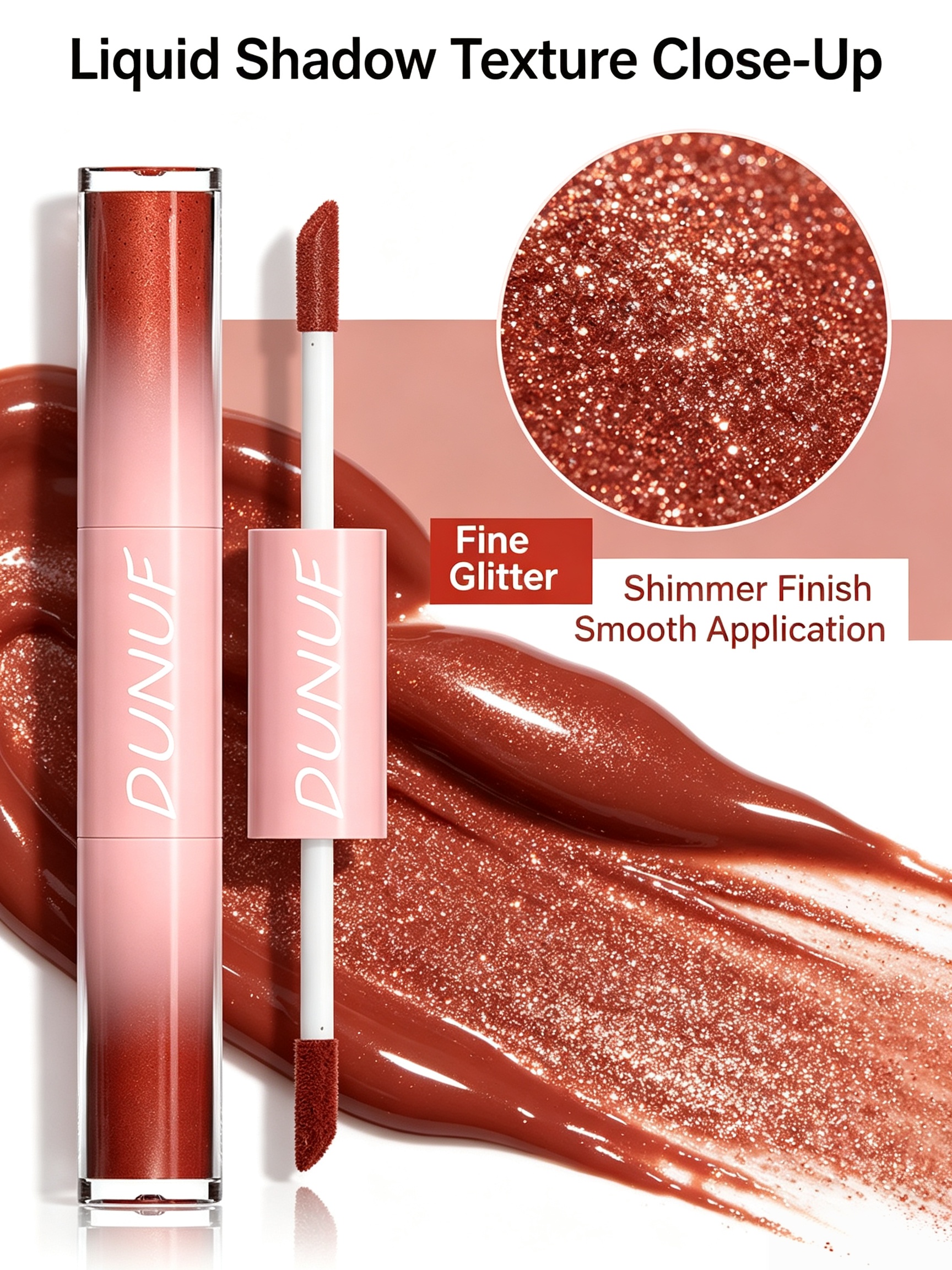 Dual-Ended Liquid Eyeshadow 01 - Maroon Shimmer and Glitter Eye Makeup Pen