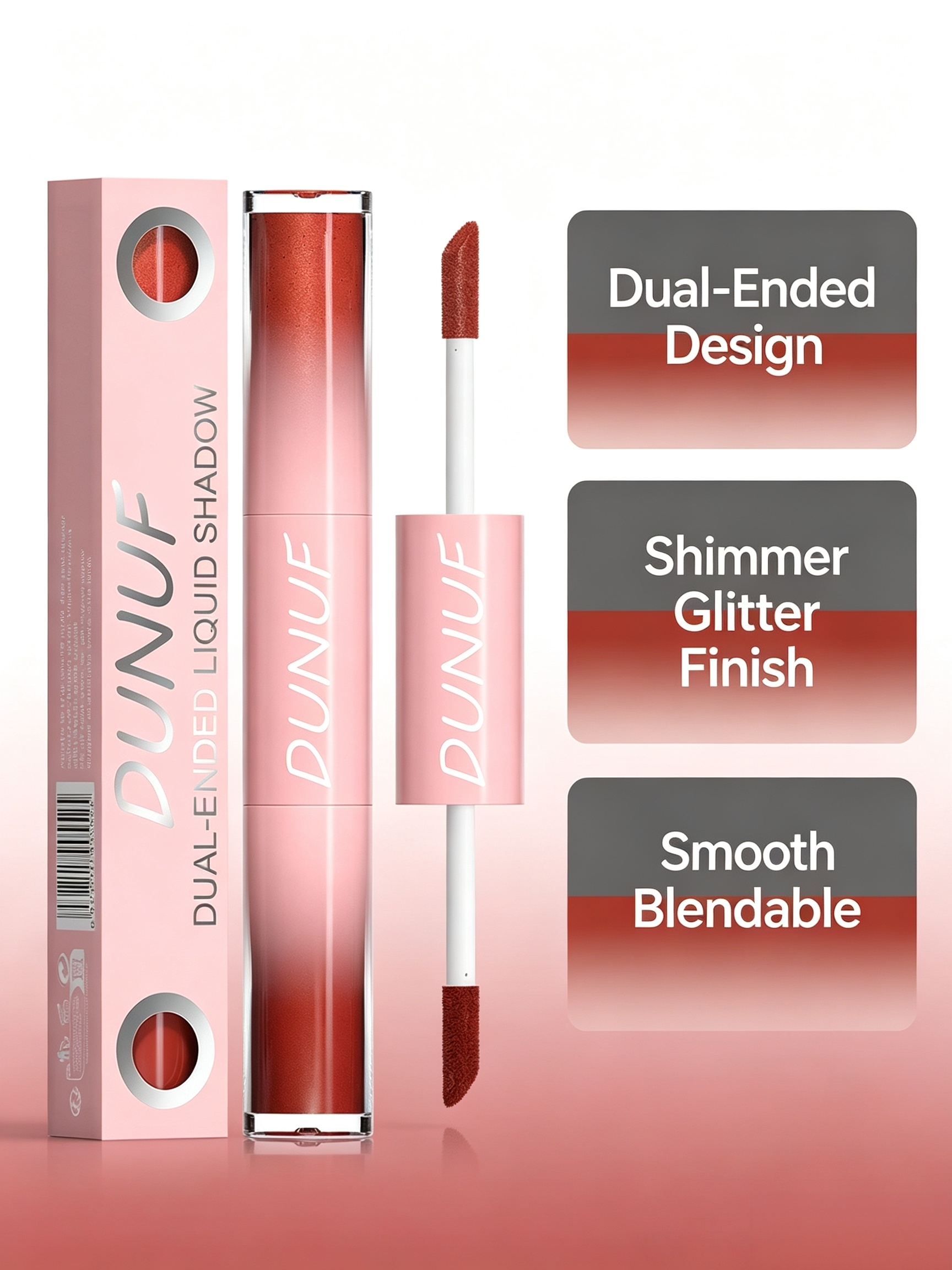 Dual-Ended Liquid Eyeshadow 01 - Maroon Shimmer and Glitter Eye Makeup Pen