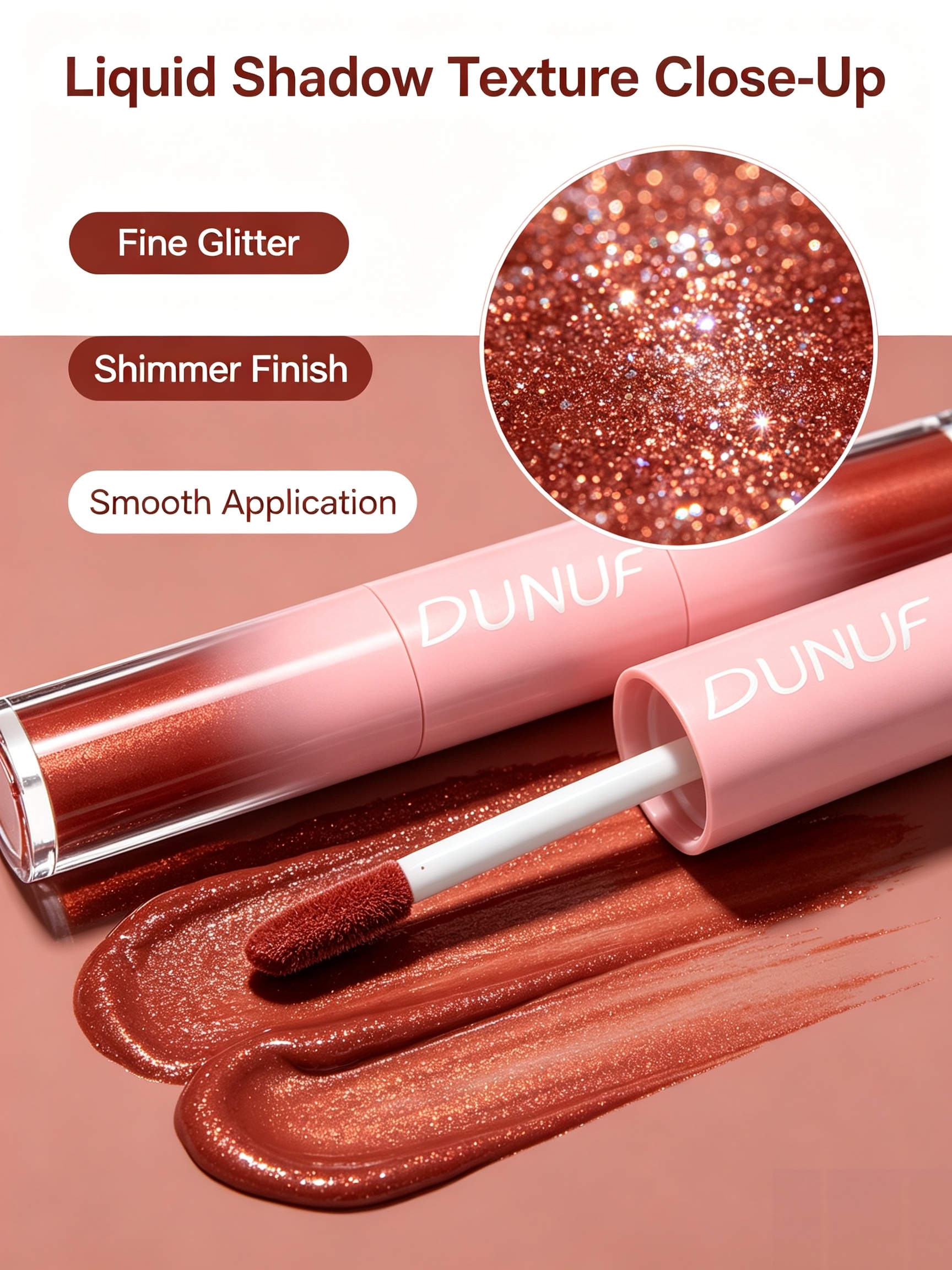 Dual-Ended Liquid Eyeshadow 01 - Maroon Shimmer and Glitter Eye Makeup Pen