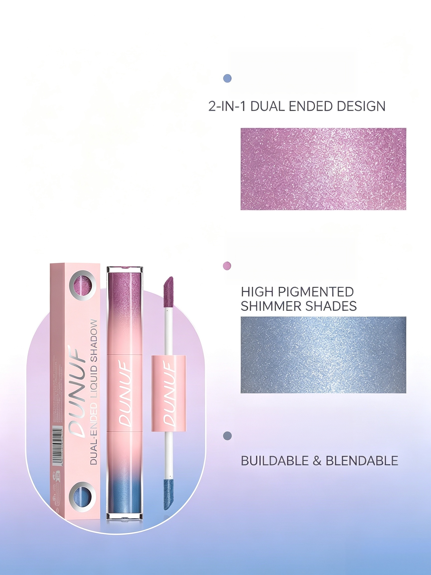 06 Dual-Ended Liquid Eyeshadow - Shimmer Pink-Purple and Muted Blue Glitter