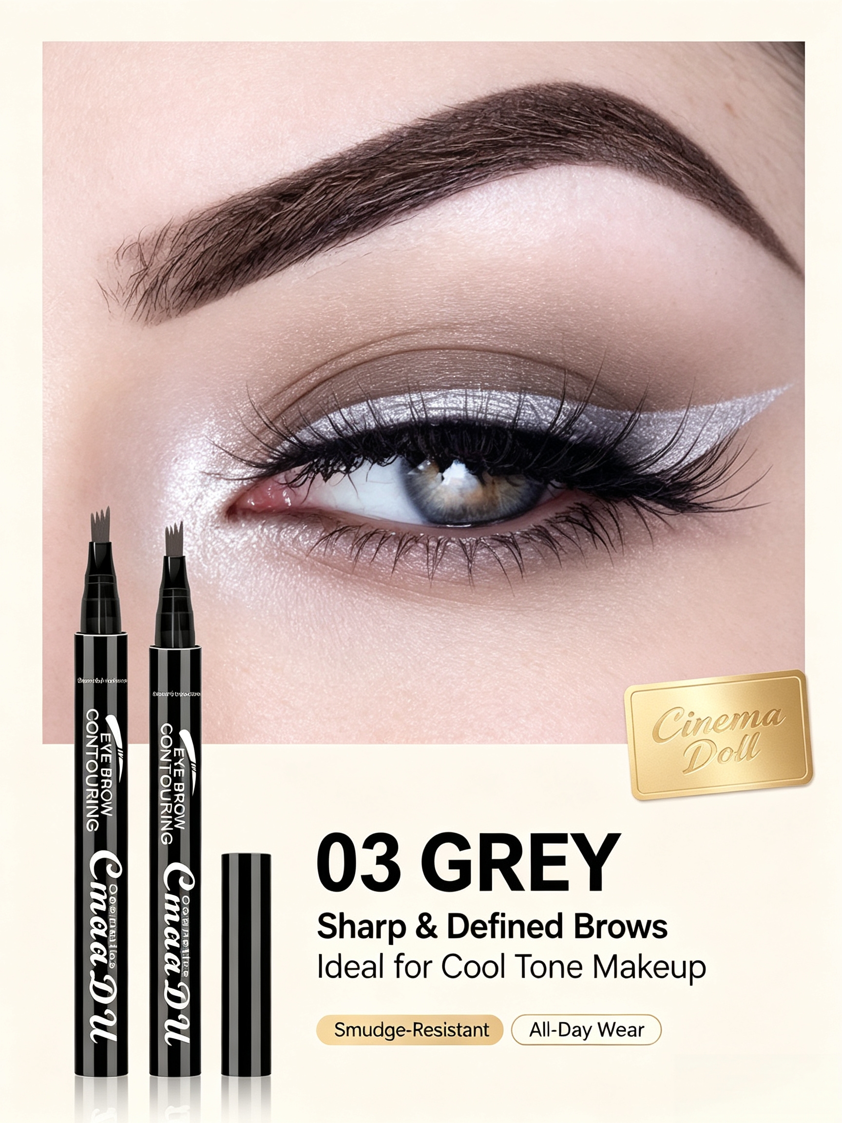 Grey Liquid Eyebrow Pen - Hair Stroke Definition