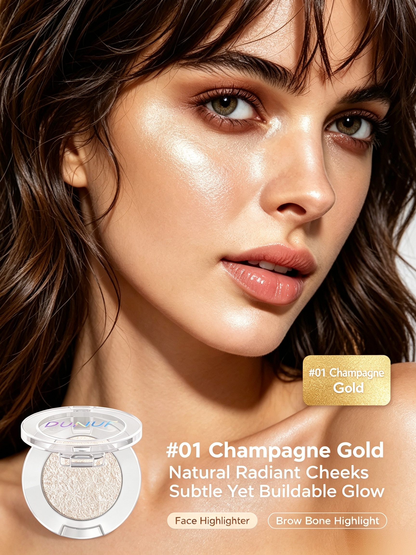 Champagne Glow Face and Body Highlighter - 01 Fine Shimmer for Radiant Skin