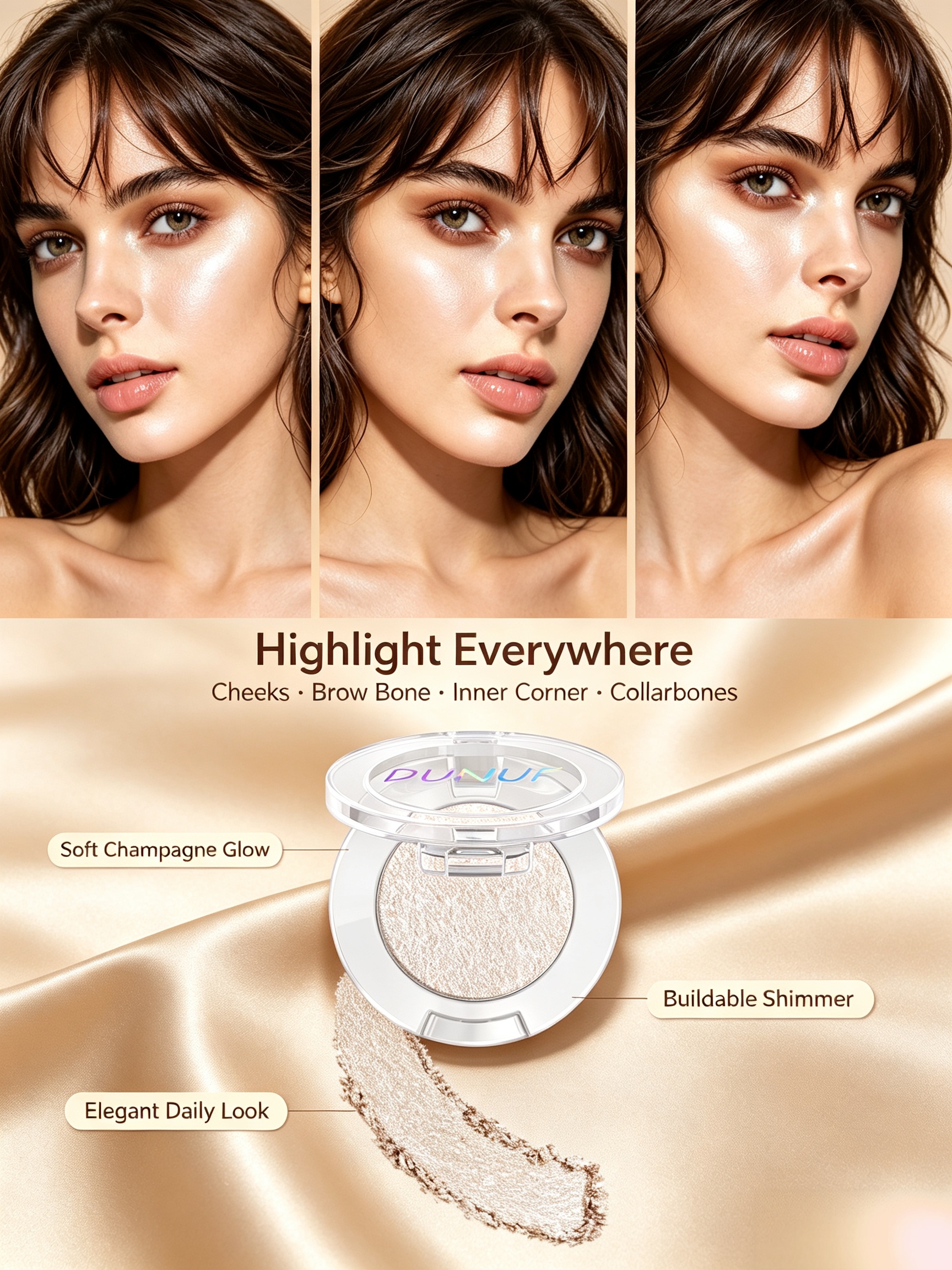 Champagne Glow Face and Body Highlighter - 01 Fine Shimmer for Radiant Skin