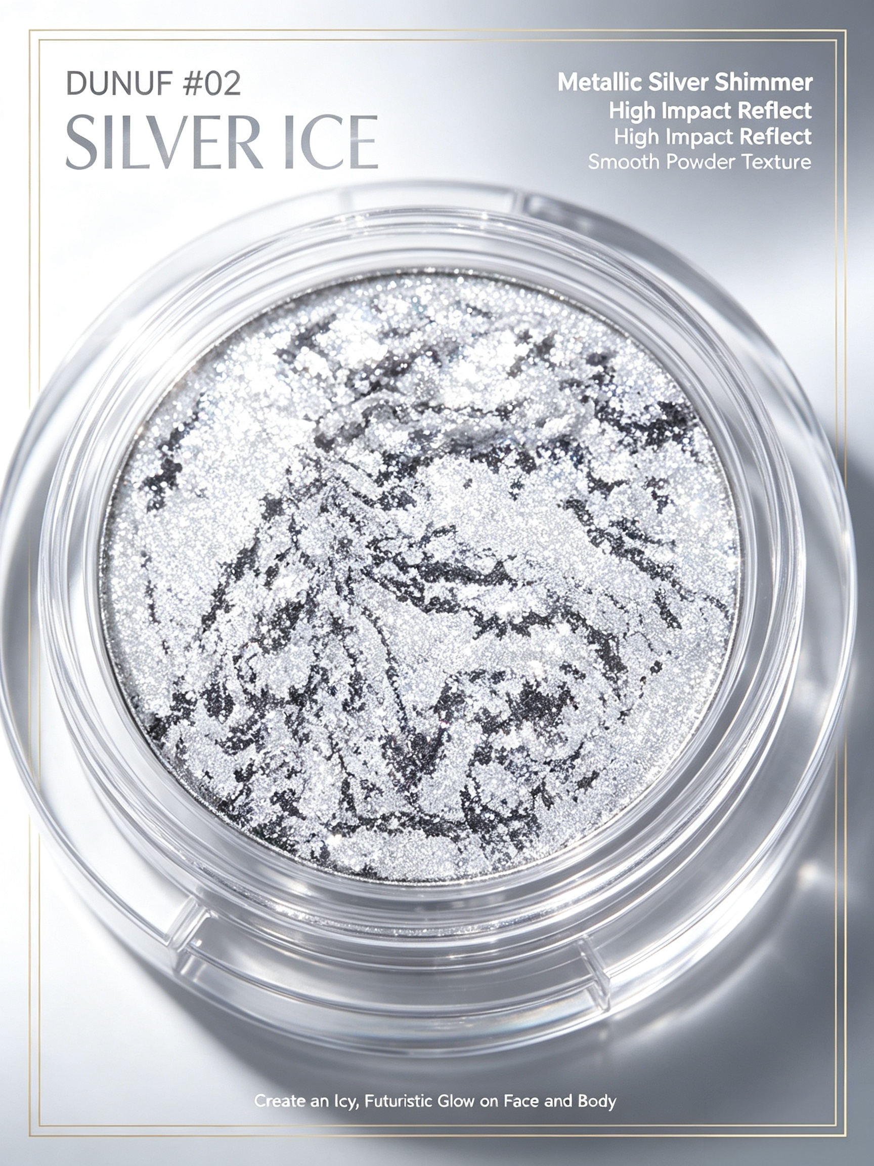 Silver Ice Glow Metallic Highlighter Powder - 02 Shimmer for Radiant Skin