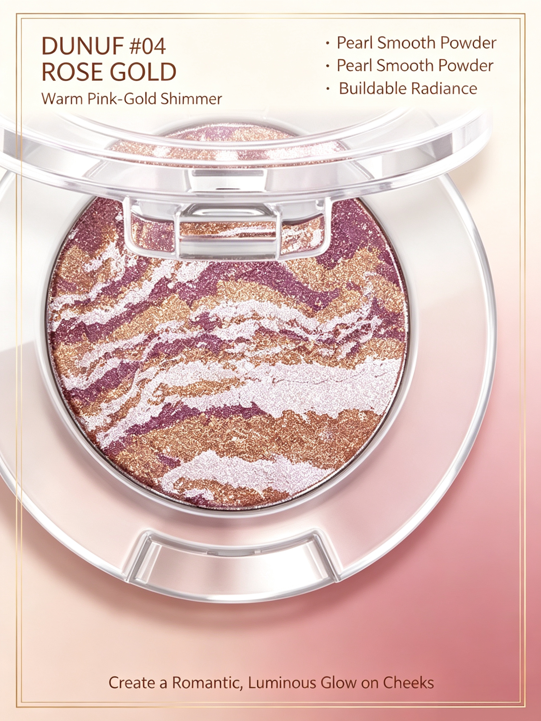 Rose Gold Glow Marbled Highlighter - 04 Shimmer and Brighten Face Makeup
