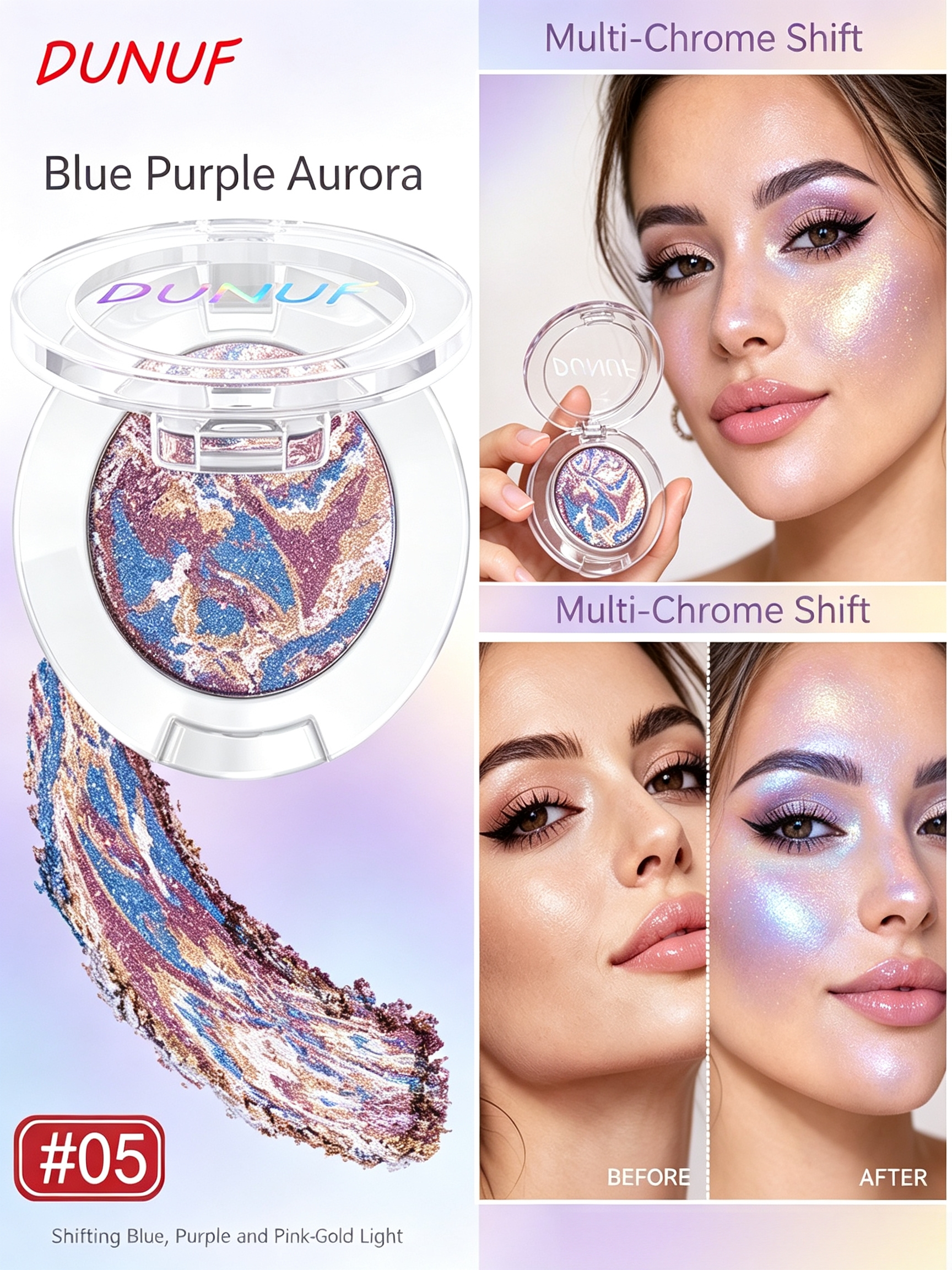 Multi-Chrome Shifting Blue Purple Aurora Highlighter 05 - Radiant Glow
