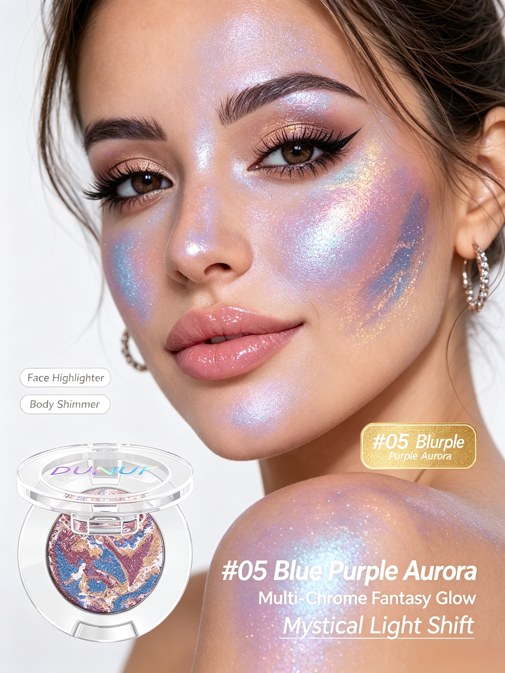 Multi-Chrome Shifting Blue Purple Aurora Highlighter 05 - Radiant Glow