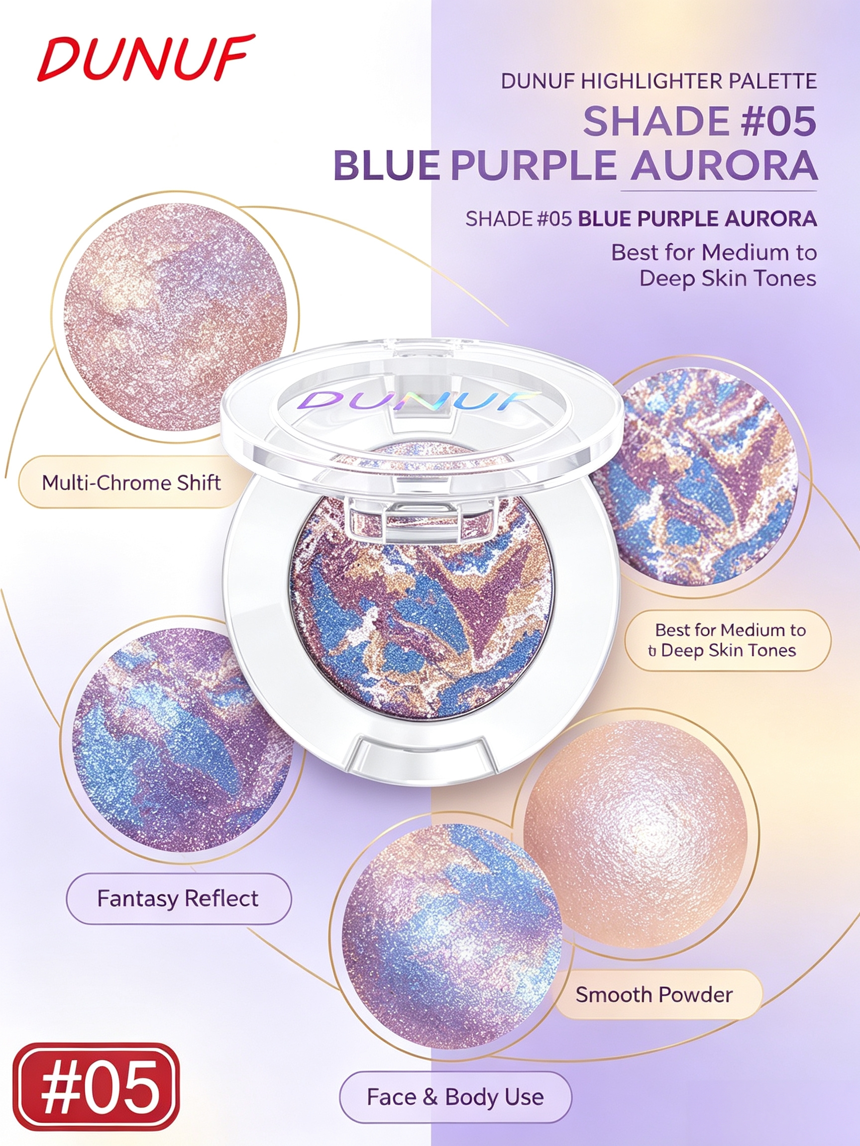 Multi-Chrome Shifting Blue Purple Aurora Highlighter 05 - Radiant Glow