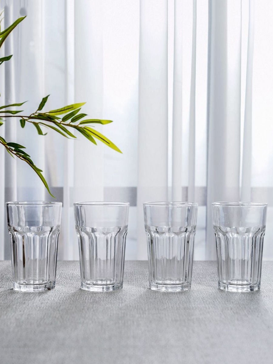 Minetta 6 - Piece Tumbler Glass 430ml, Clear, Glassware For Dining Table Water Juice And Guest Serving