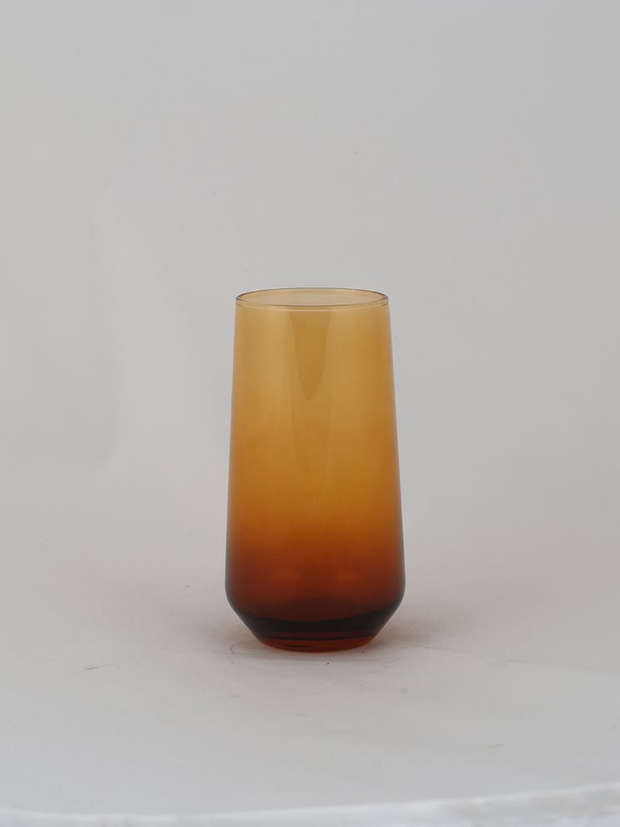 Rakle 4 - Piece Hi Ball Glass Set 470ml, Amber, Glassware For Dining Table Water Juice And Guest Serving