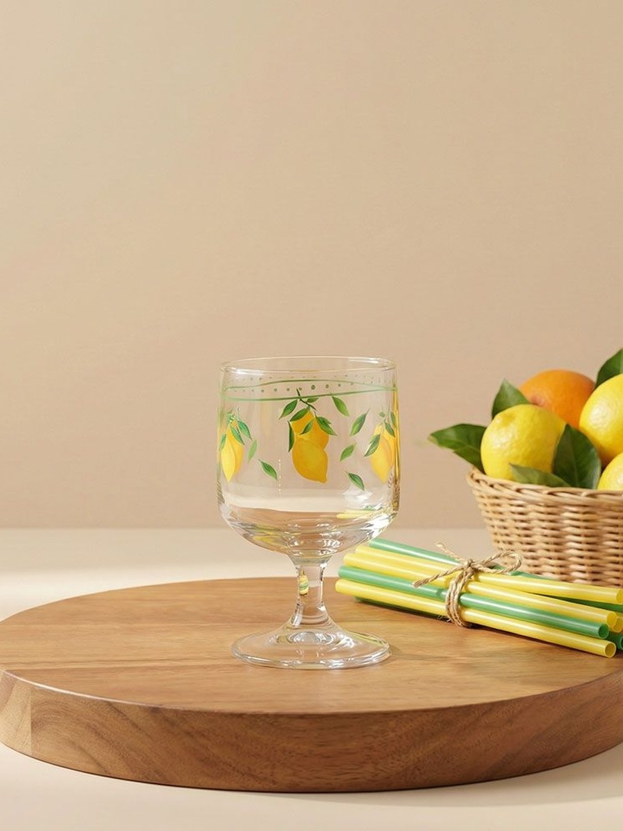 Rakle 4 - Piece Ice Cream Glass Cup Set 300ml, Yellow, Glassware For Dining Table Water Juice And Guest Serving