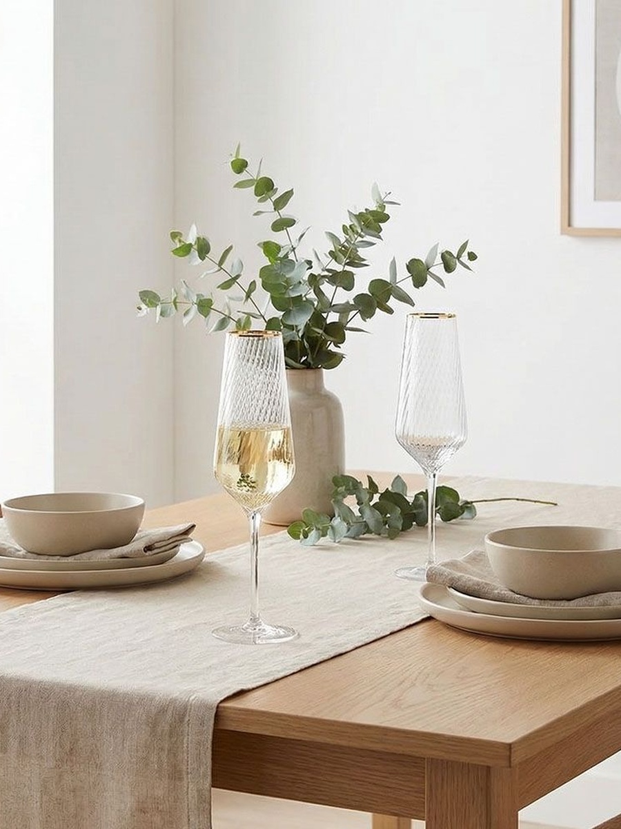 Rakle 4 - Piece Footed Flute Glass Set 180ml, Gold, Glassware For Dining Table Water Juice And Guest Serving