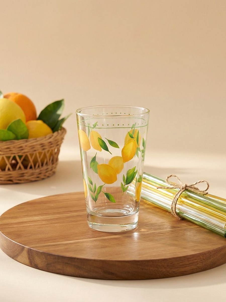 Rakle 4 - Piece Hi - Ball Glass Set 395ml, Yellow, Glassware For Dining Table Water Juice And Guest Serving