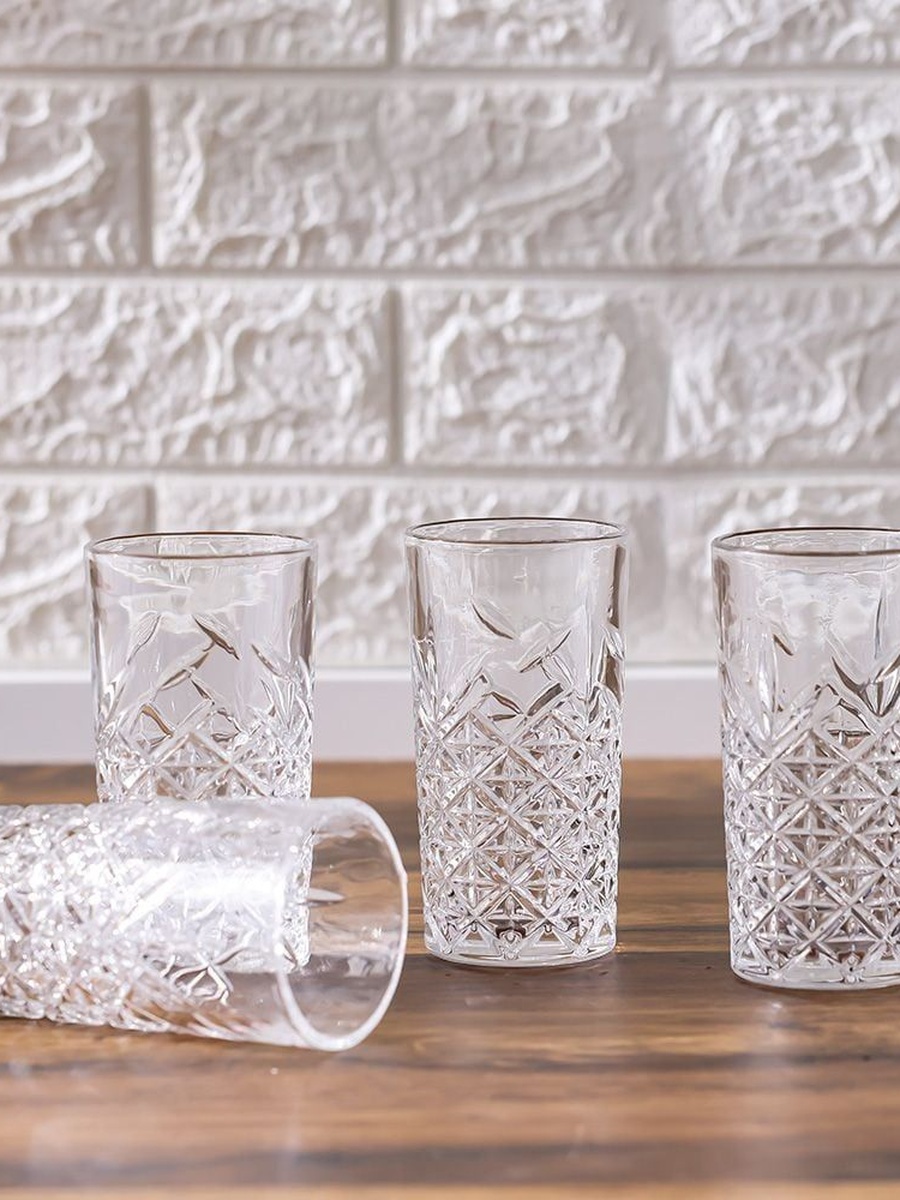 Minetta 6 - Piece Tumbler Glass Set 28.5x7.6x13.6cm, 280ml, Clear, Glassware For Dining Table Water Juice And Guest Serving
