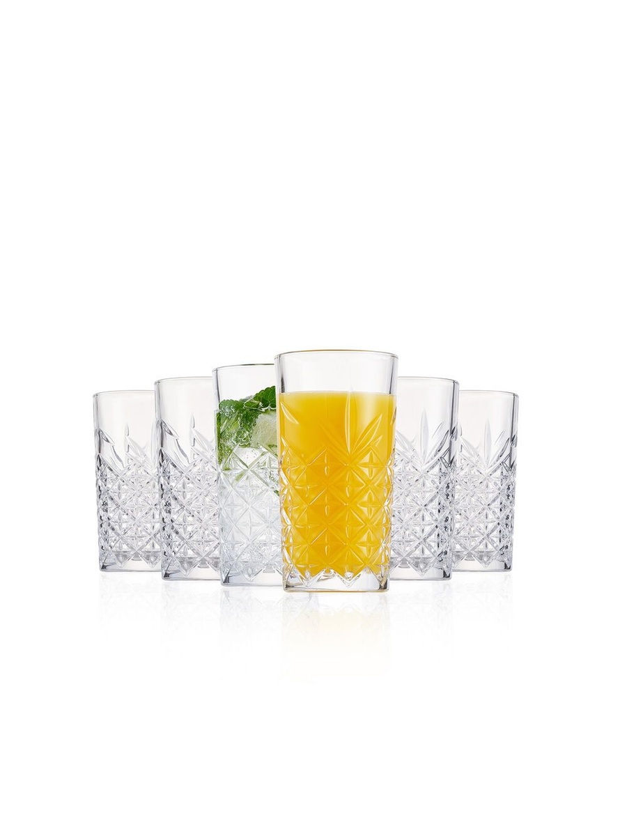 Minetta 6 - Piece Tumbler Glass Set 28.5x7.6x13.6cm, 280ml, Clear, Glassware For Dining Table Water Juice And Guest Serving