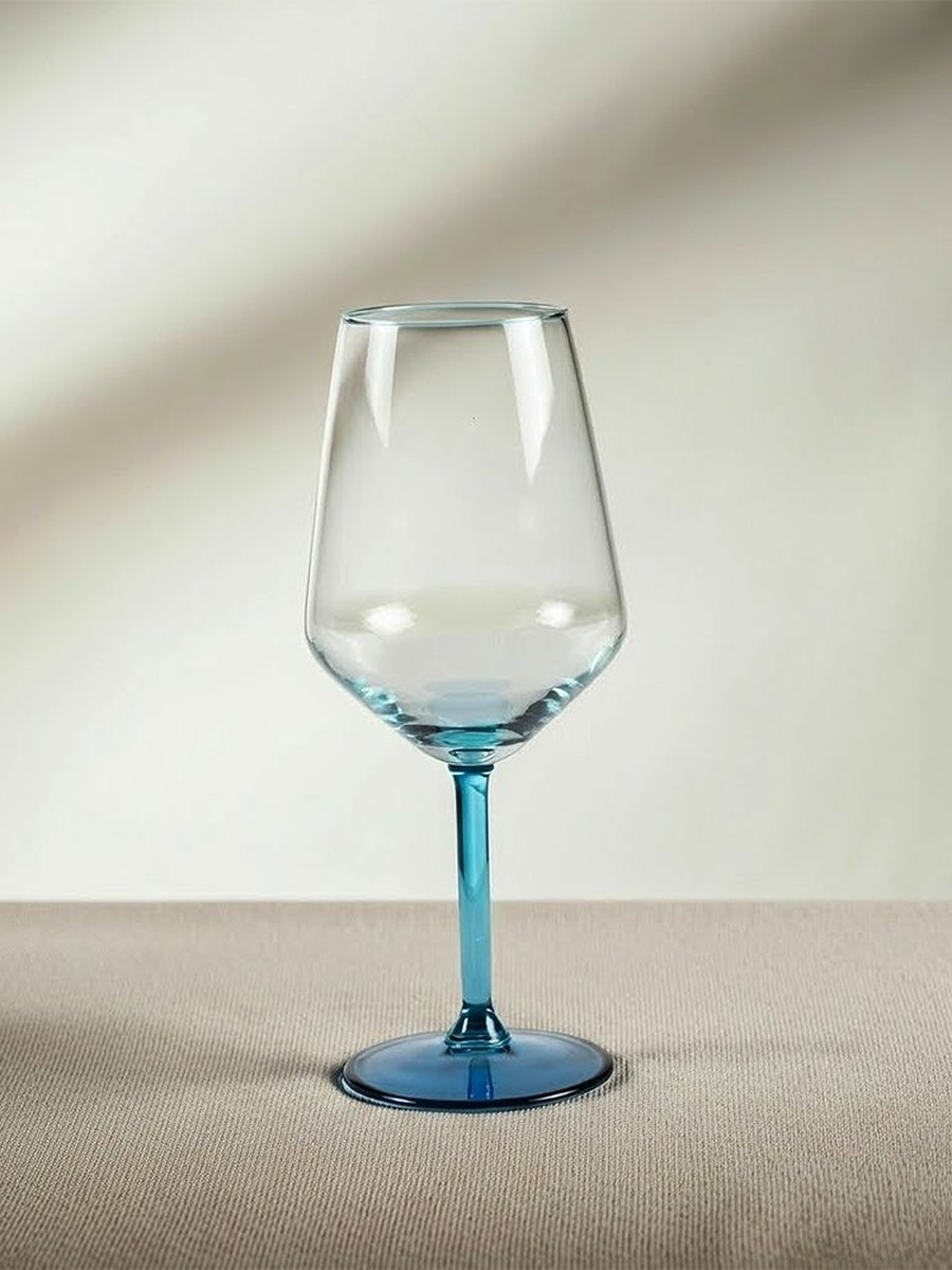 Rakle 4 - Piece Painting, Rim Wine Glass Set-490 ml, Blue, 21.75 x Ø 6.35 cm, Soda Lime Glass, For Bedrooms, Living Areas, Kitchens